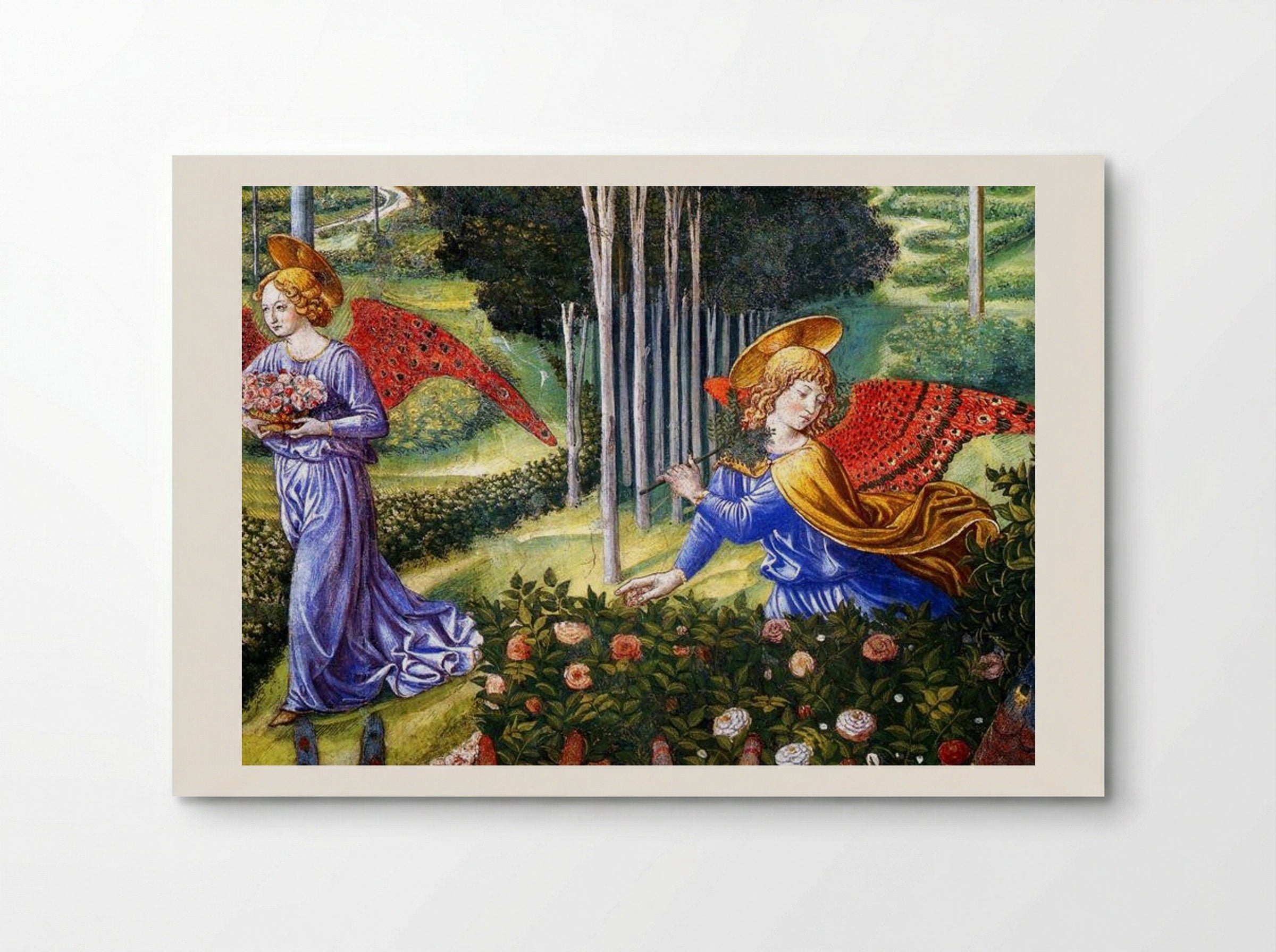Angel Gathering Flowers in a Heavenly Landscape (detail) - Benozzo Gozzoli - Poster
