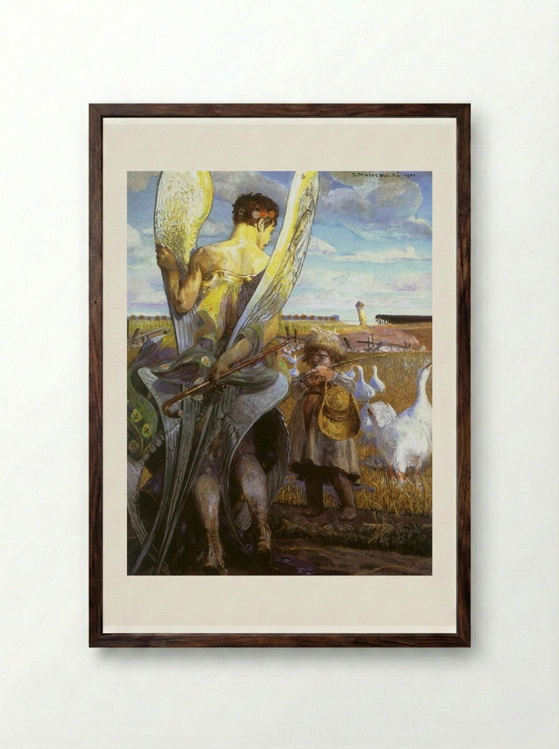 Angel, I will follow you - Jacek Malczewski - Framed Print Dark Wood