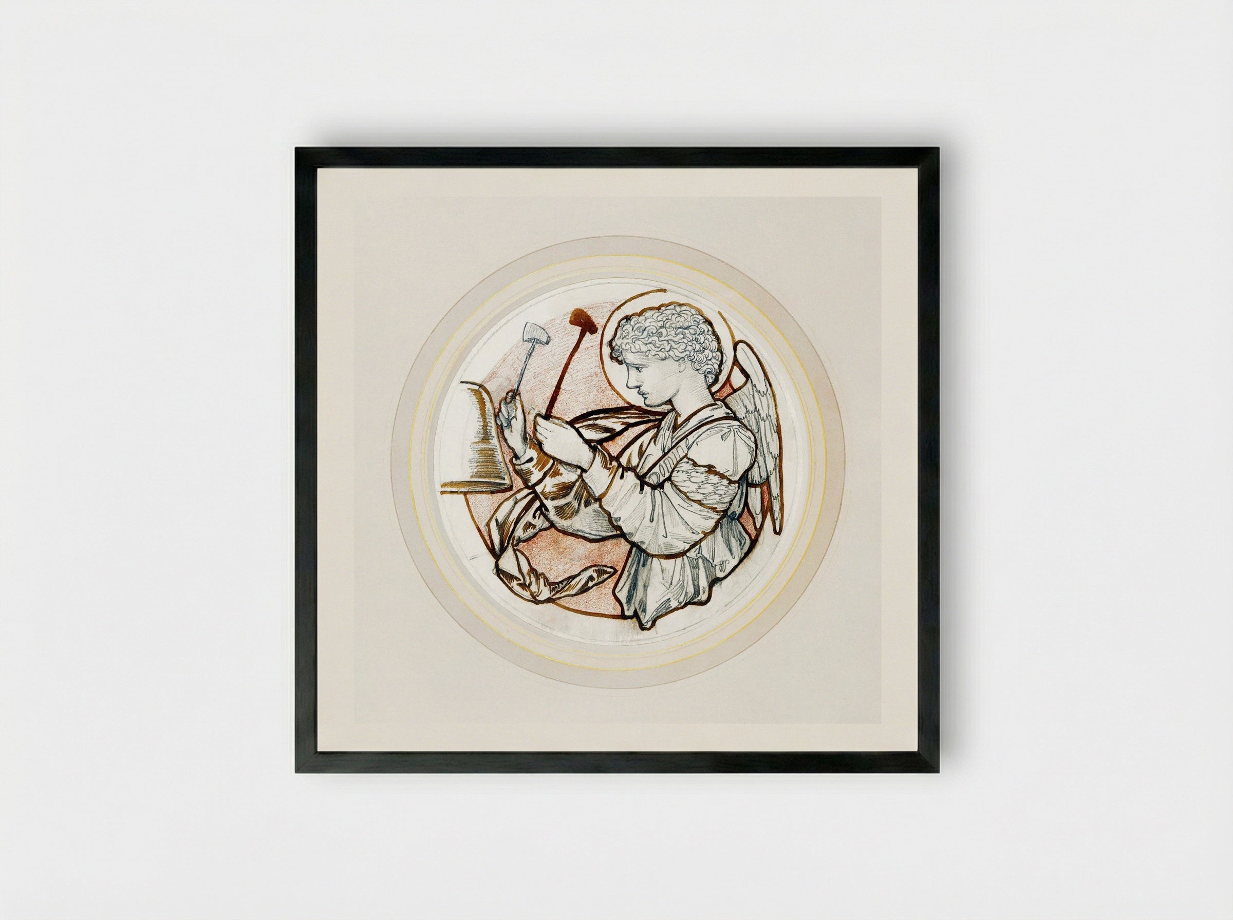 Angel Playing on Bells - Edward Burne-Jones - Framed Print Black