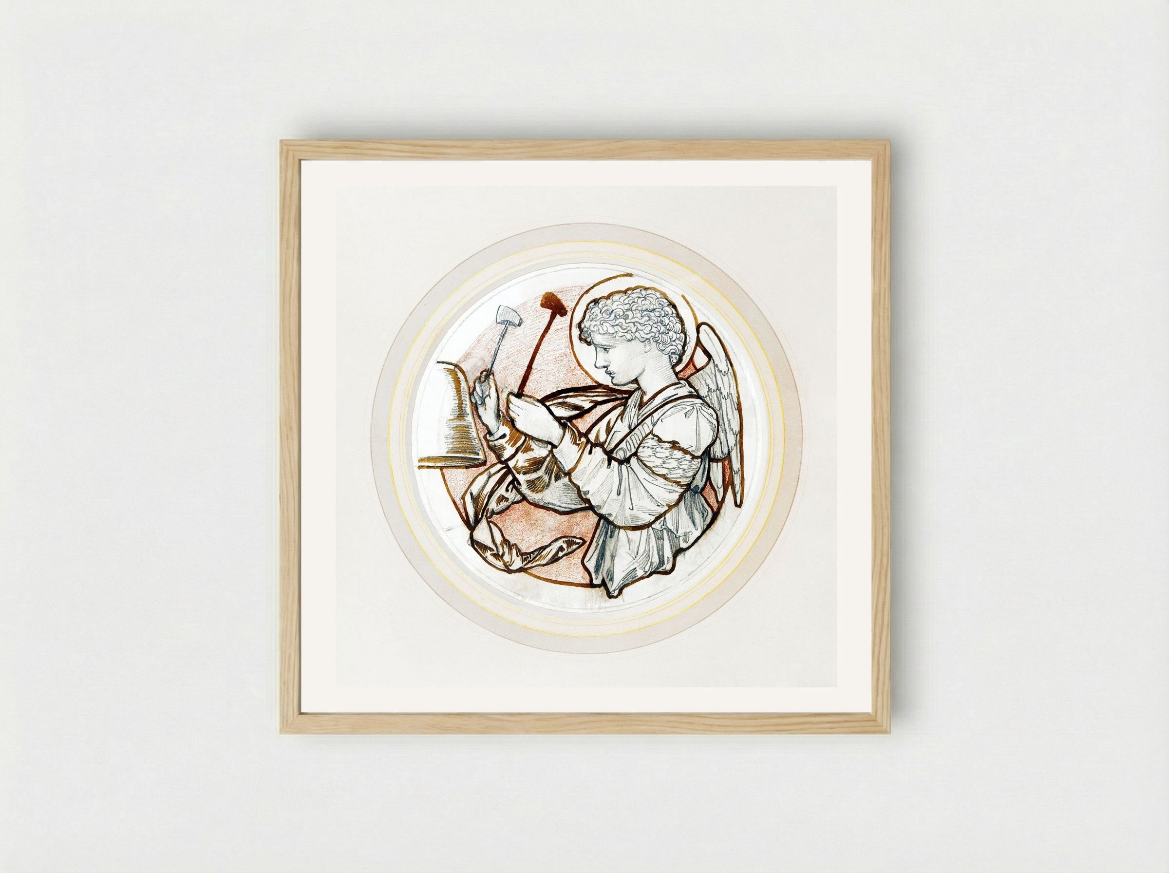 Angel Playing on Bells - Edward Burne-Jones - Framed Print Wood