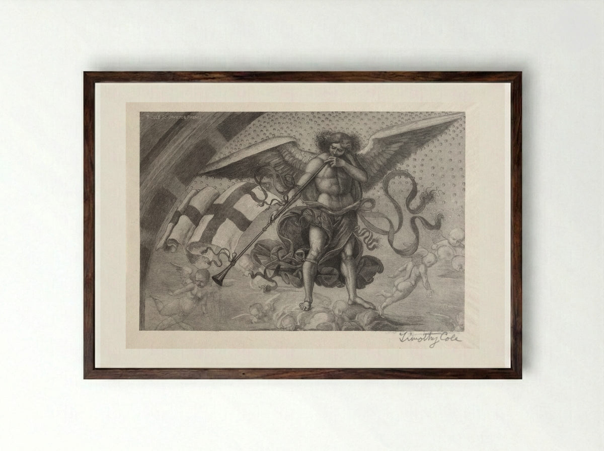 Angel Sounding Trumpet - Timothy Cole - Framed Print Dark Wood