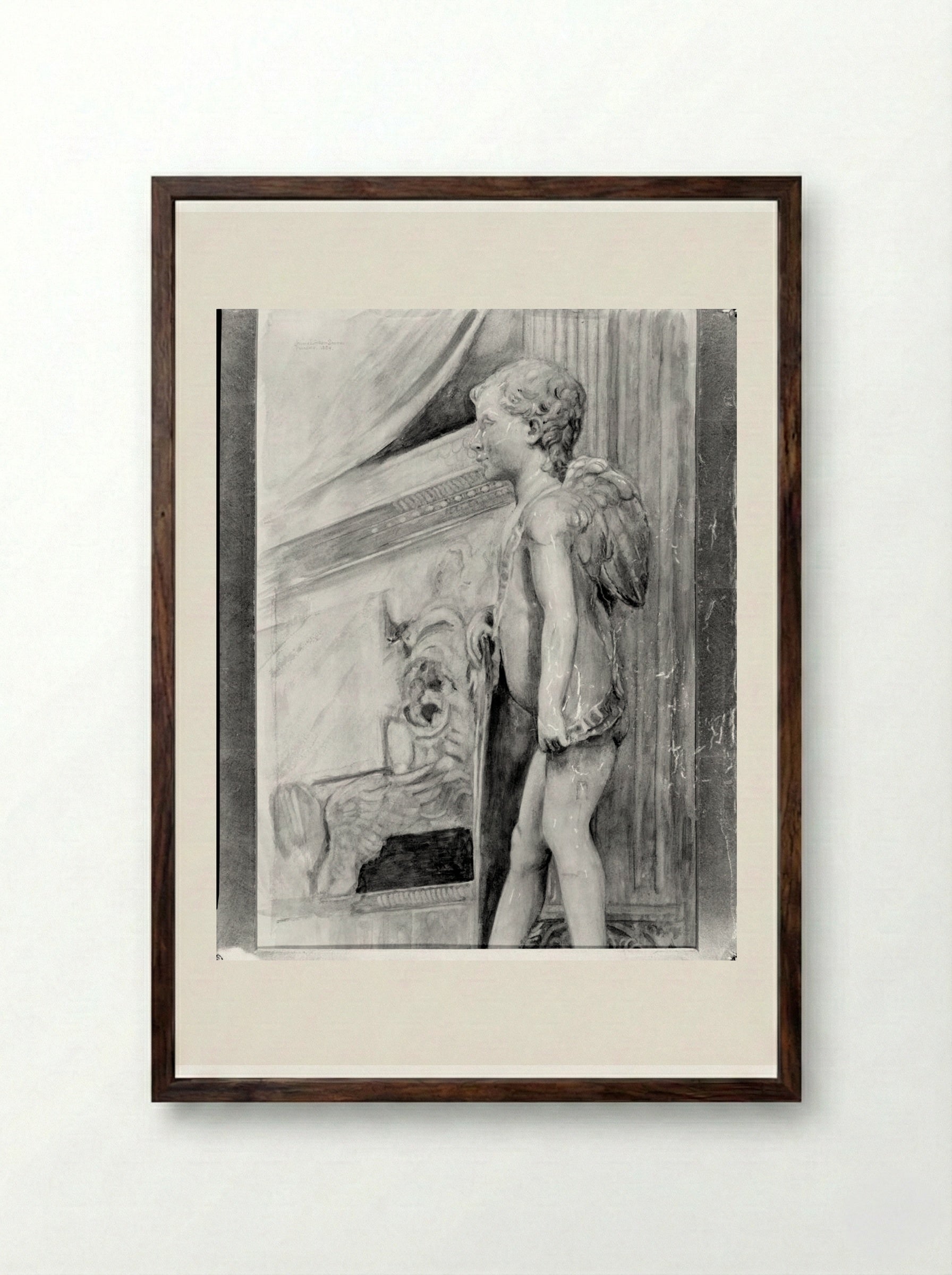 Angel, after Desiderio da Settignano - Joseph Lindon Smith - Framed Print Dark Wood