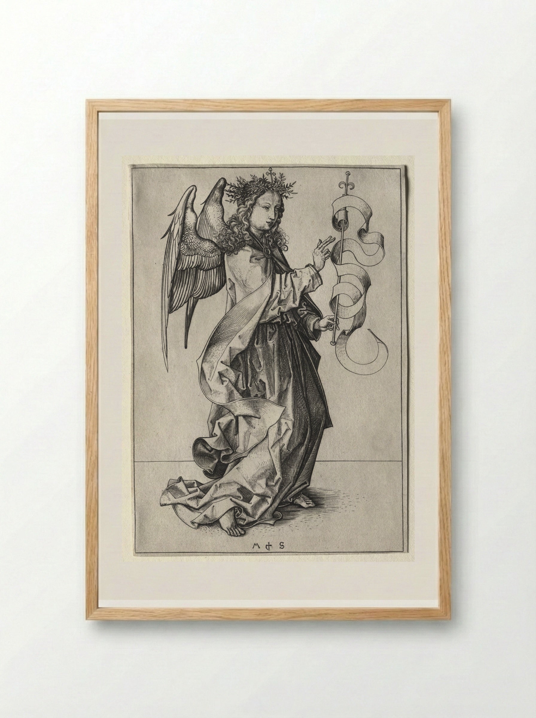 Angel of the Annunciation - Martin Schongauer - Framed Print Wood