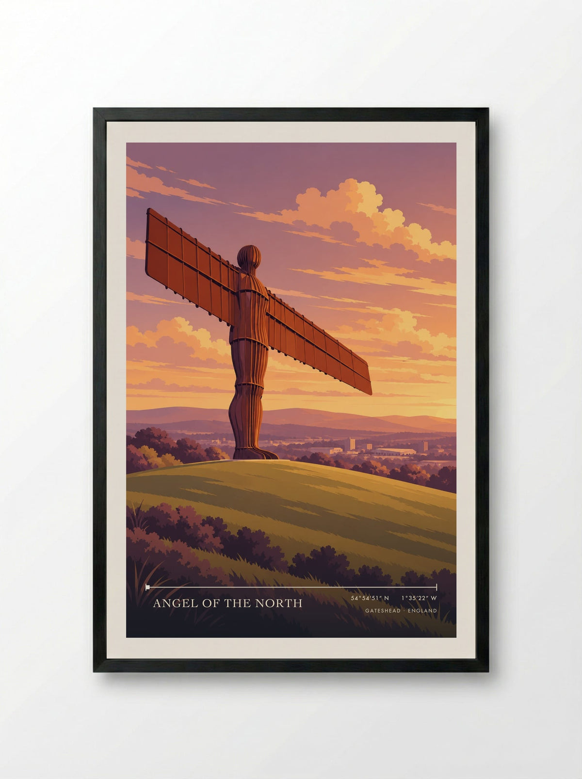 Angel of the North, Gateshead | Travel Poster - Framed Print Black