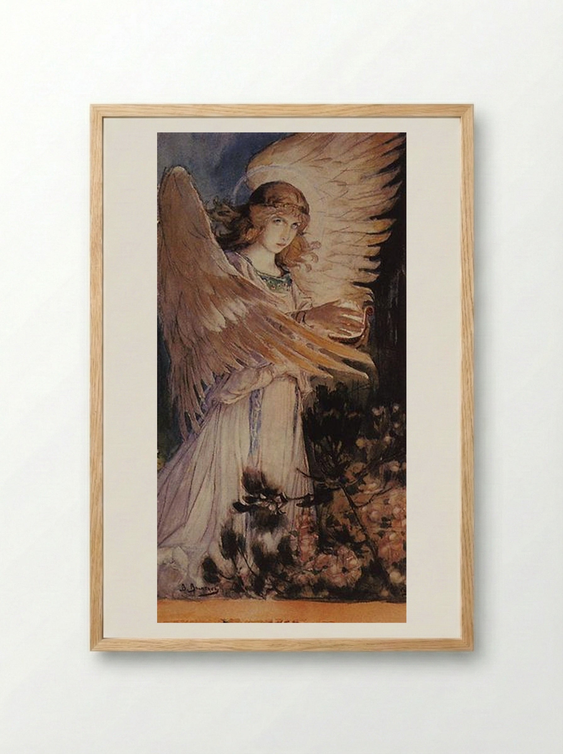 Angel with a Lamp - Viktor Vasnetsov - Framed Print Wood