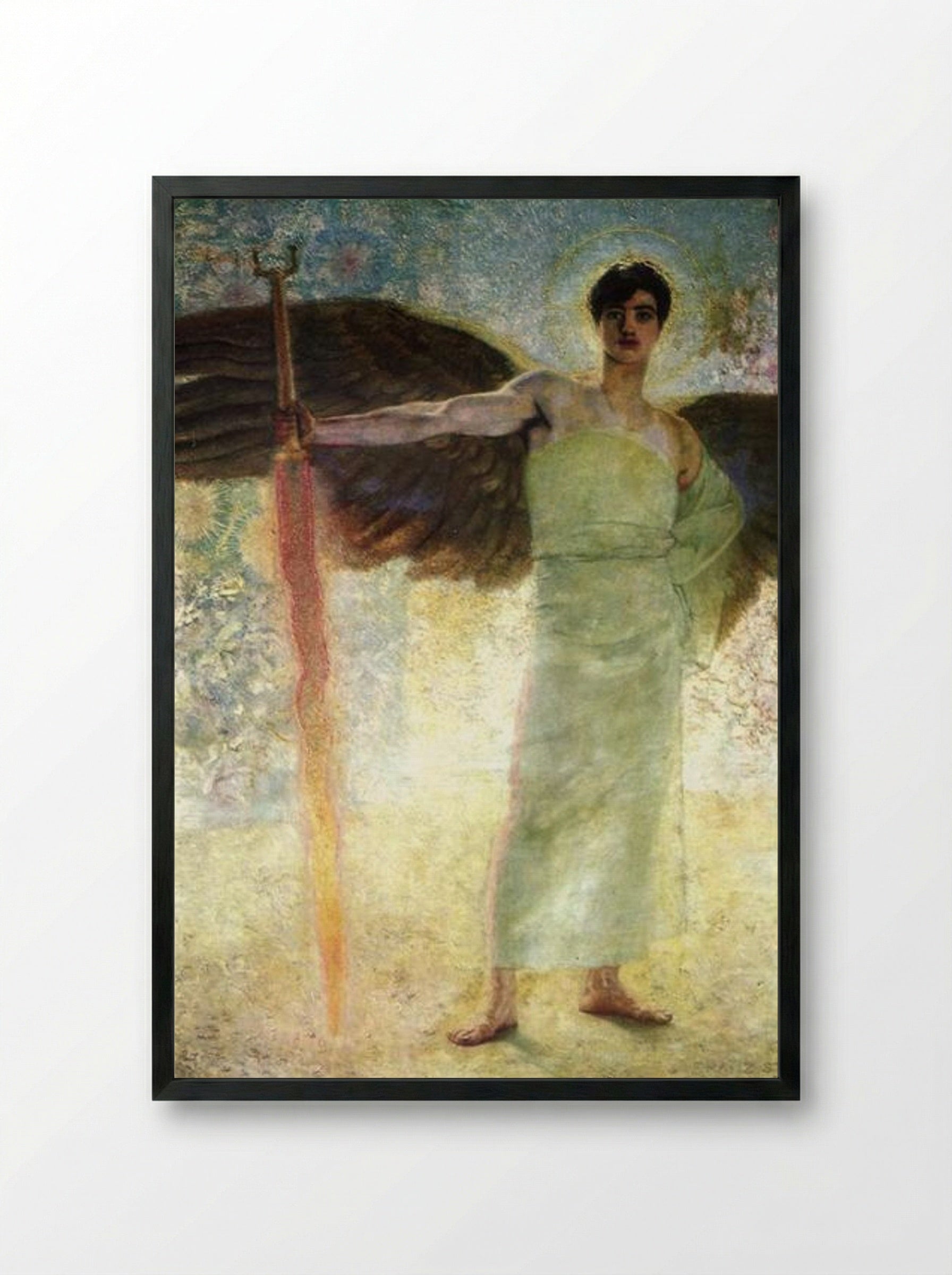 Angel with the Flaming Sword - Franz von Stuck - Framed Print Black