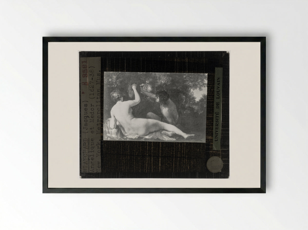 Angelica and Medoro - Jacques Blanchard - Framed Print Black