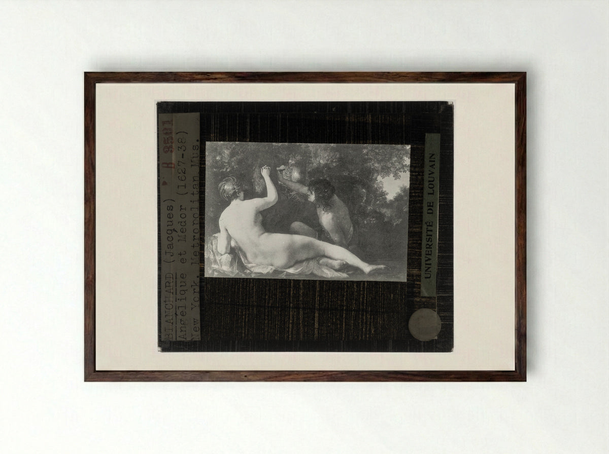 Angelica and Medoro - Jacques Blanchard - Framed Print Dark Wood