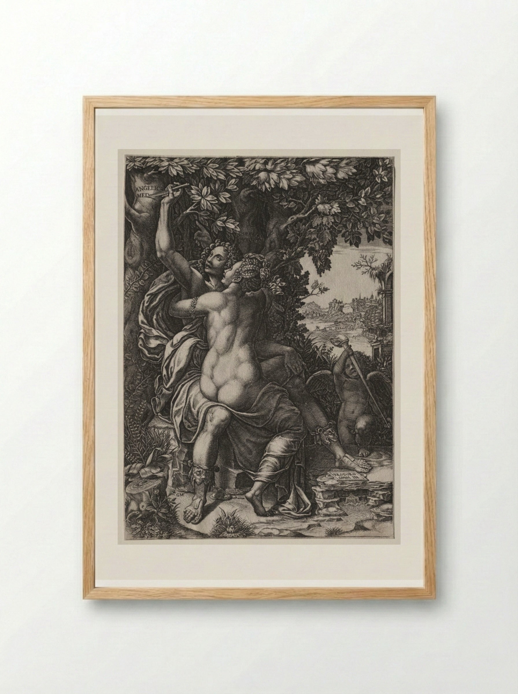 Angelica and Medoro - Giorgio Ghisi - Framed Print Wood