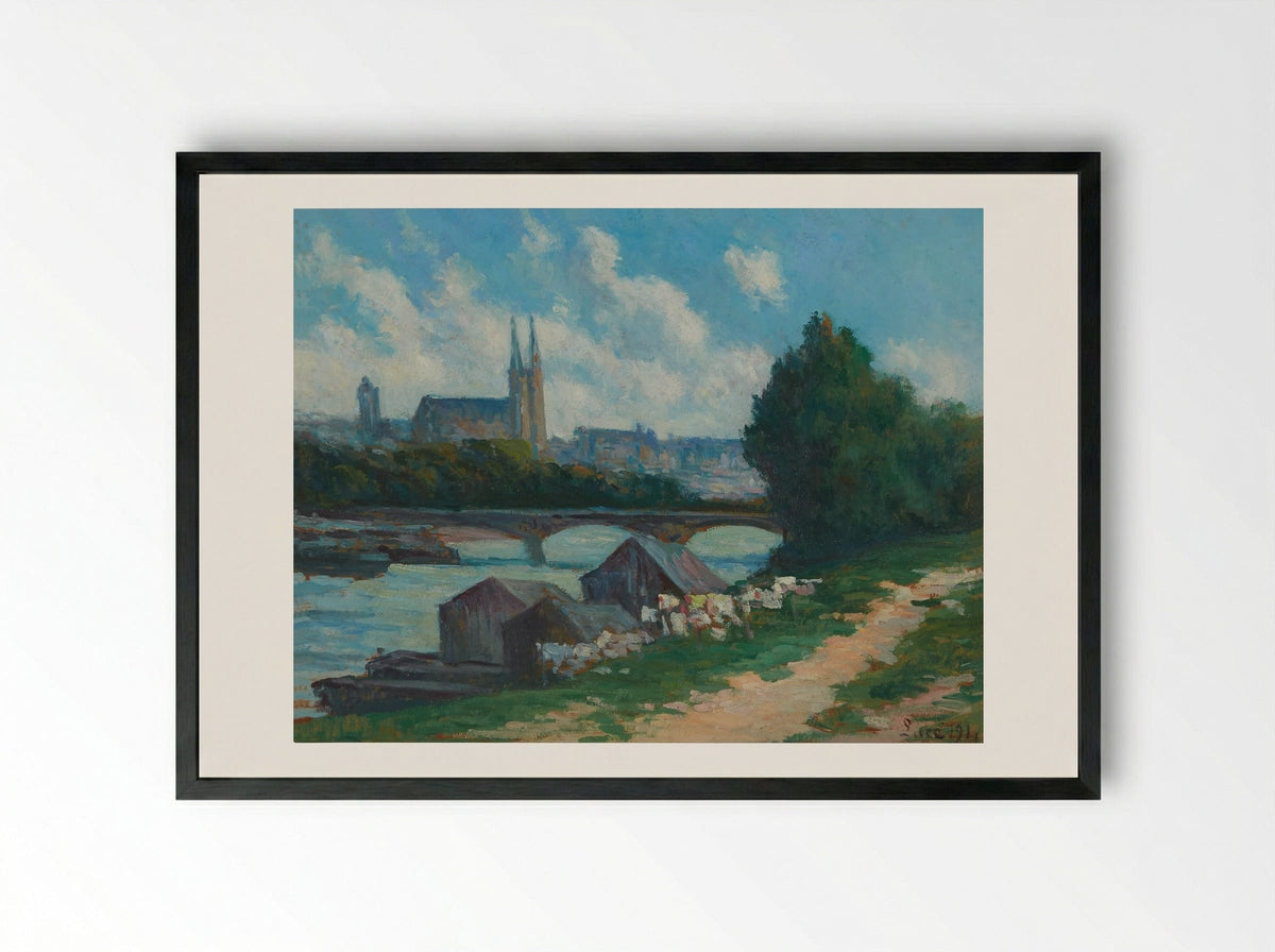 Angers, the Banks of the Loire - Maximilien Luce - Framed Print Black