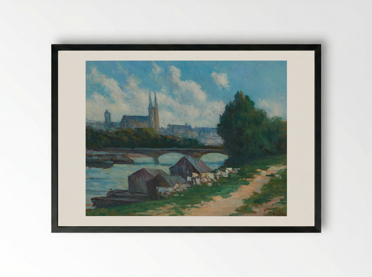 Angers, the Banks of the Loire - Maximilien Luce - Framed Print Black