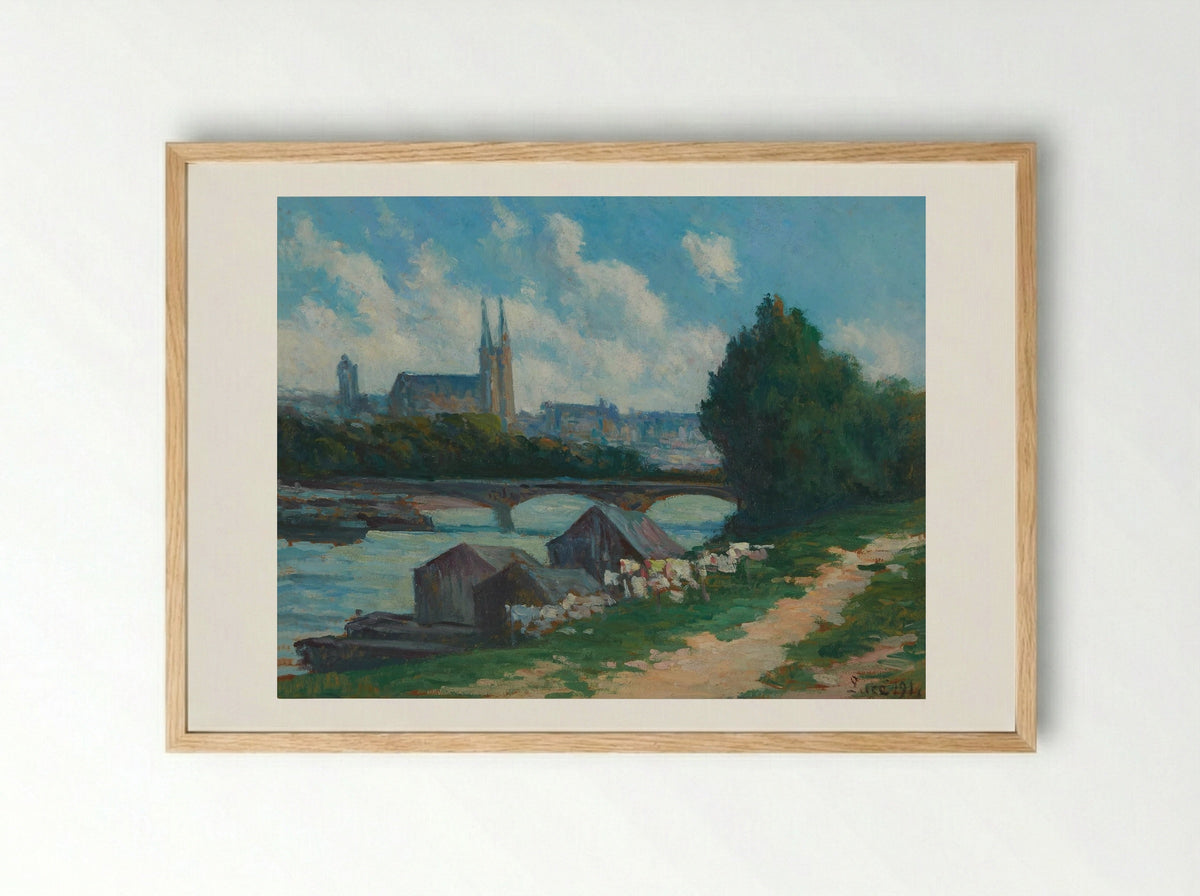 Angers, the Banks of the Loire - Maximilien Luce - Framed Print Wood
