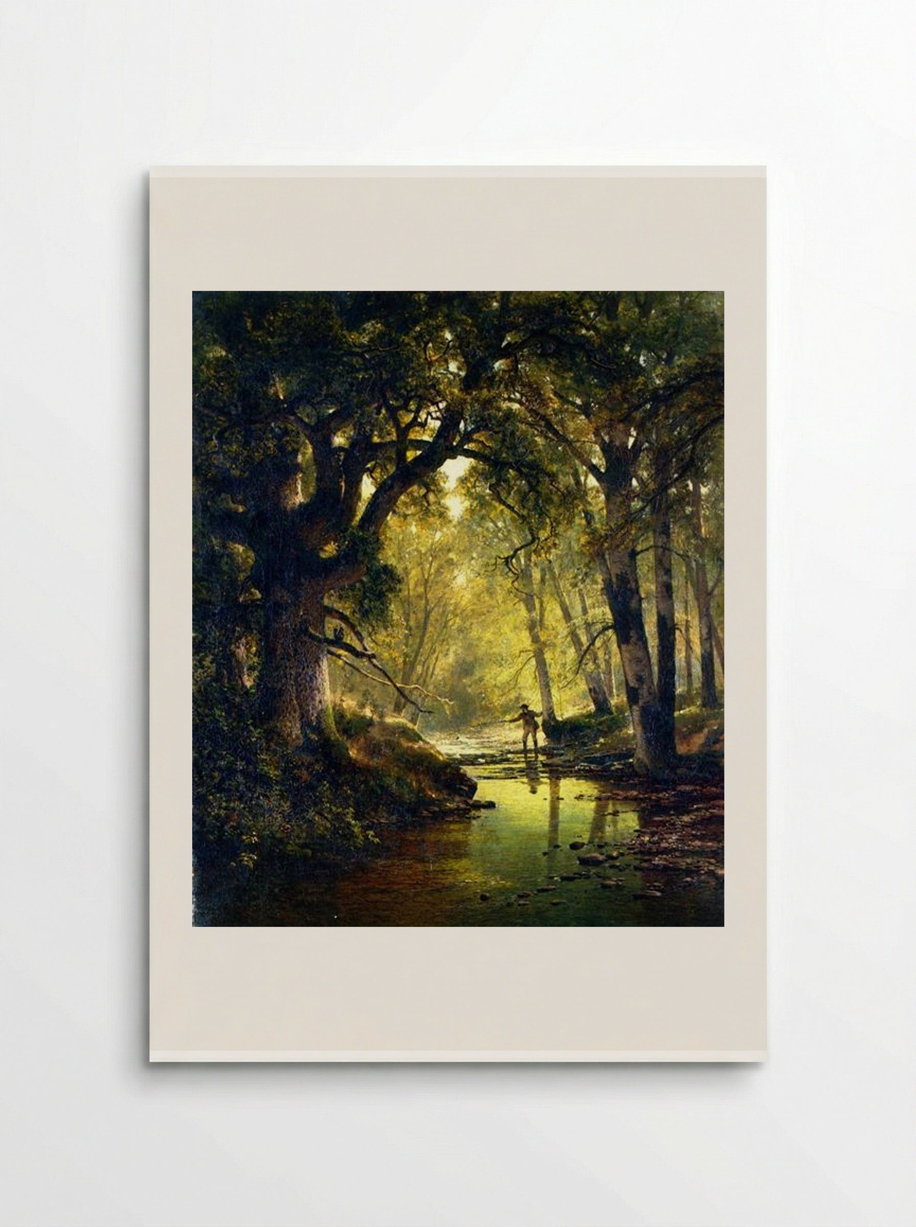 Angler in a Forest Interior - Thomas Hill - Poster