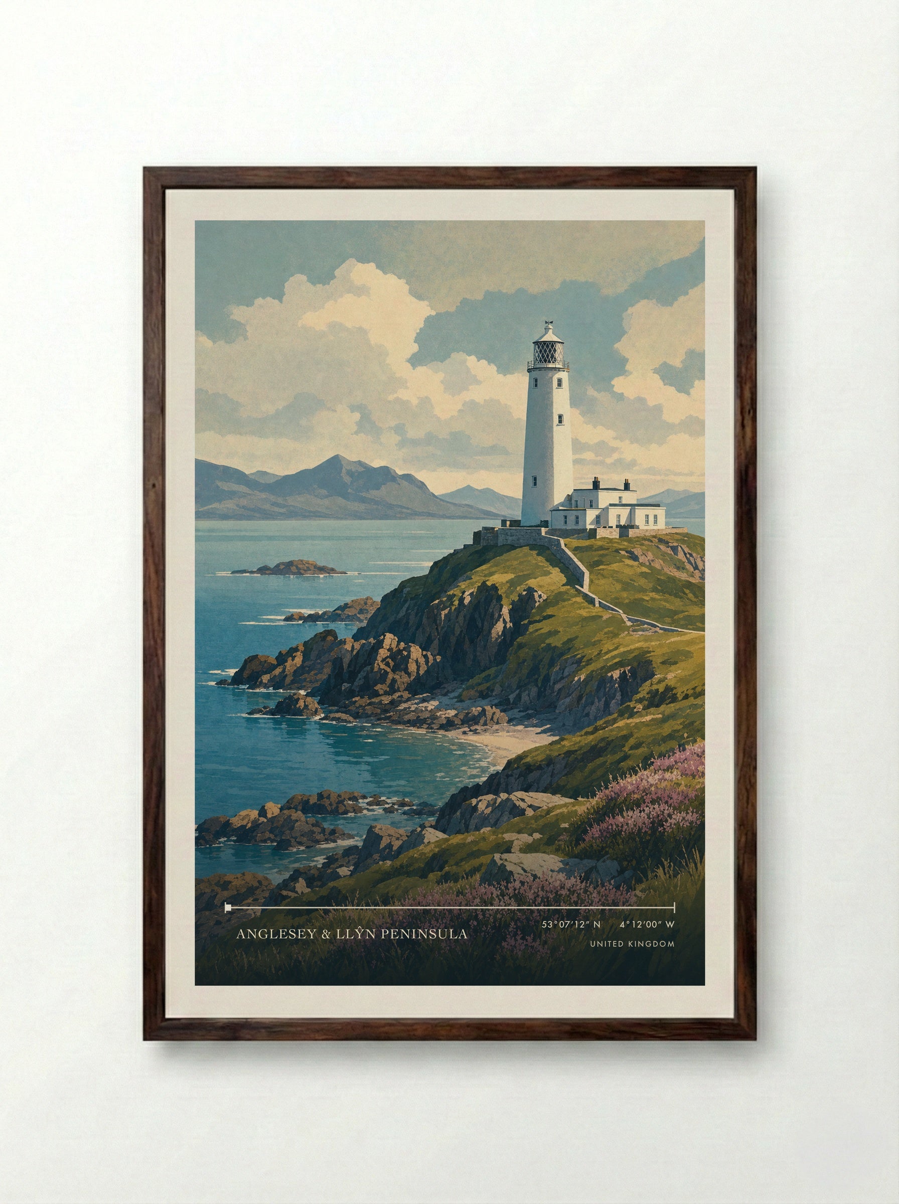 Anglesey & Llŷn Peninsula United Kingdom Travel Poster - Framed Print Dark Wood