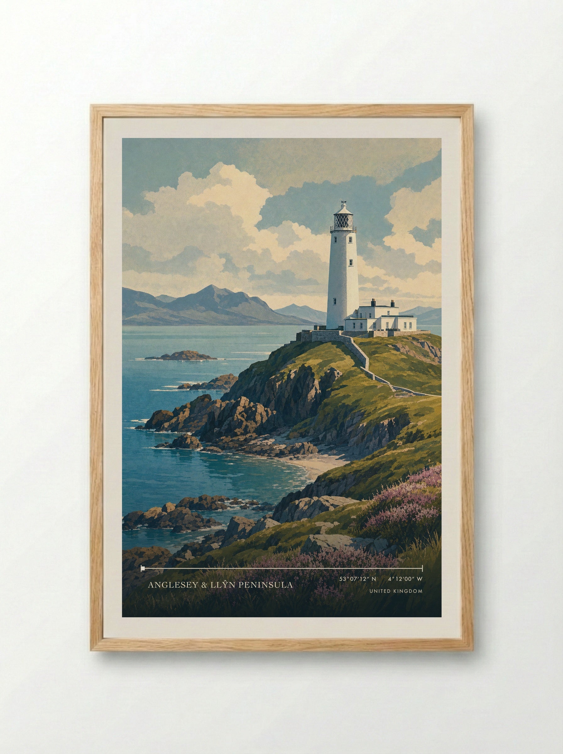 Anglesey & Llŷn Peninsula United Kingdom Travel Poster - Framed Print Wood