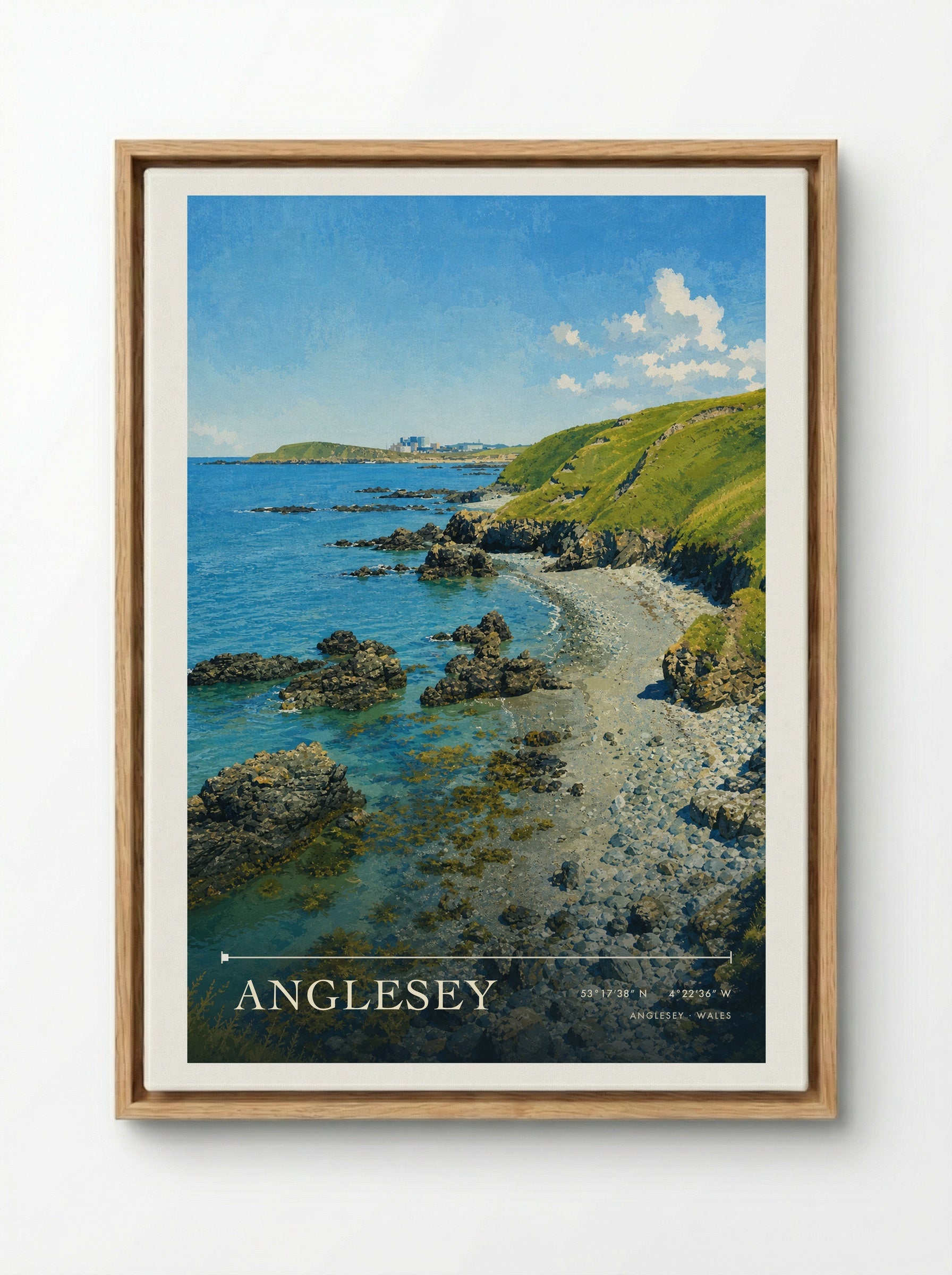 Anglesey Wales Travel Poster - Framed Canvas Wood