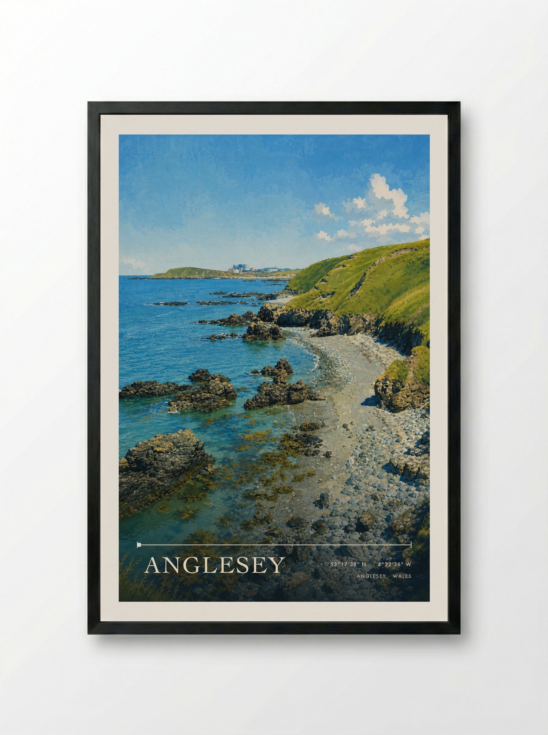 Anglesey Wales Travel Poster - Framed Print Black