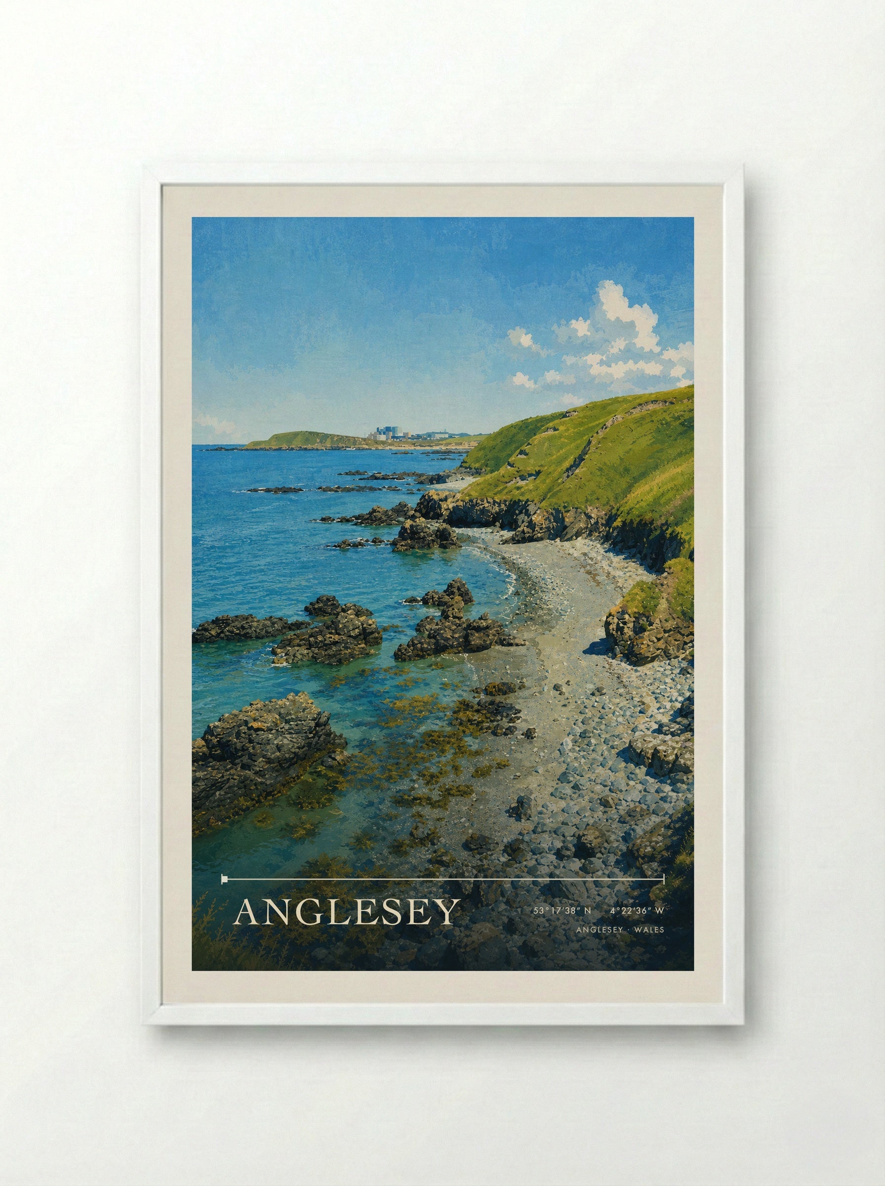 Anglesey Wales Travel Poster - Framed Print White