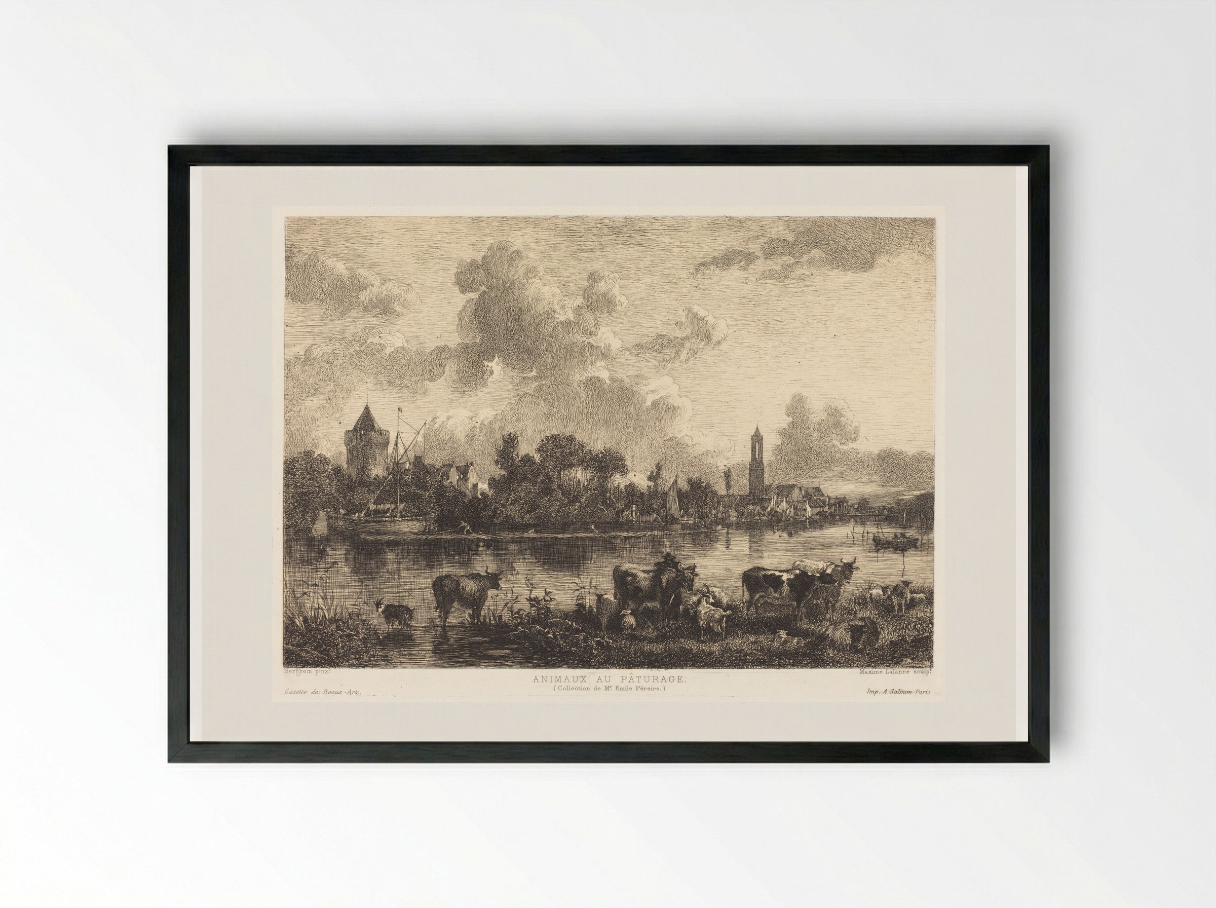 Animals at Pasture - Maxime Lalanne - Framed Print Black