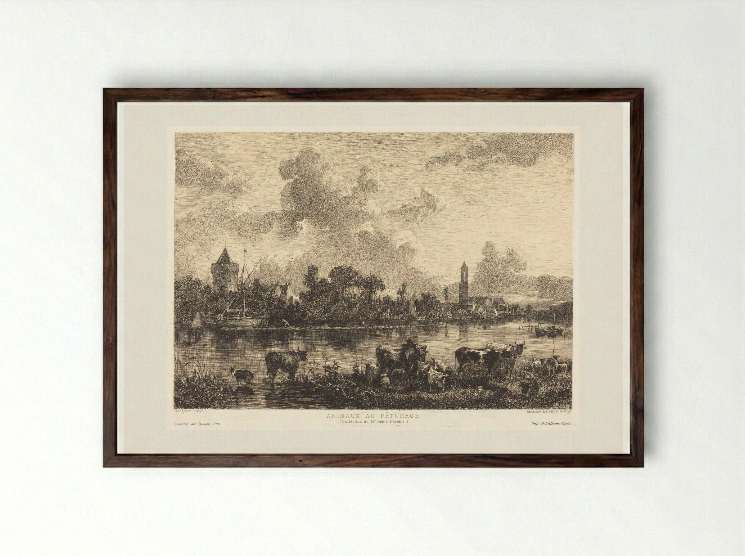 Animals at Pasture - Maxime Lalanne - Framed Print Dark Wood