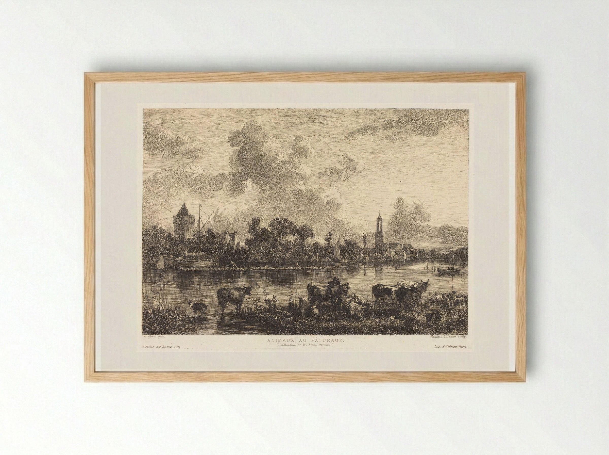 Animals at Pasture - Maxime Lalanne - Framed Print Wood
