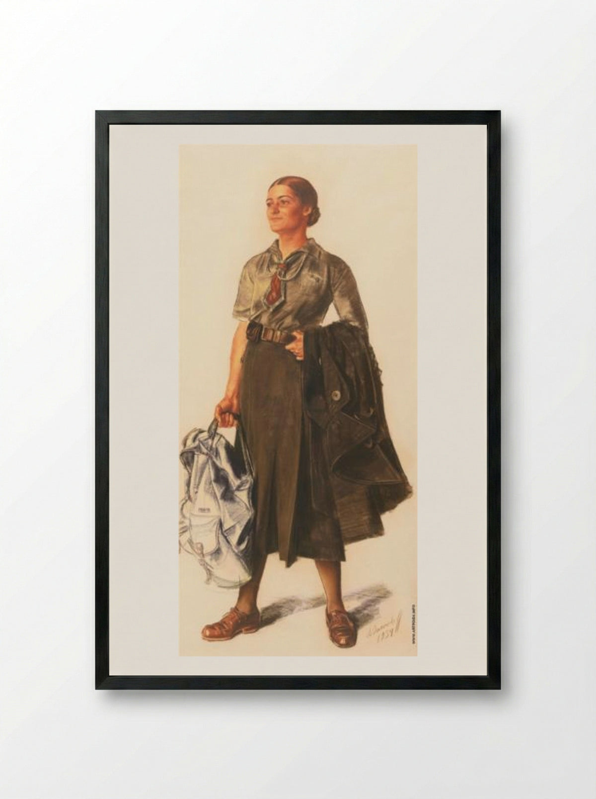 Anita Lopez in the form of scout - Alexandre Jacovleff - Framed Print Black