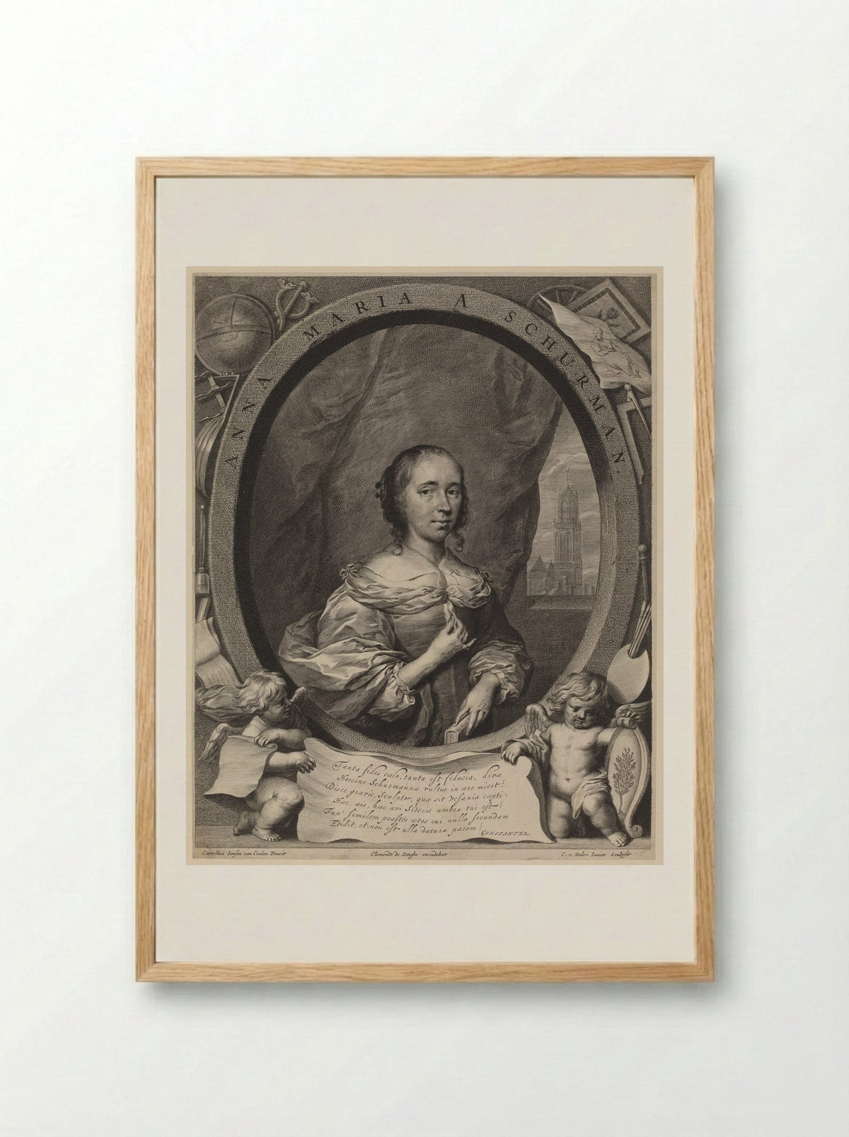 Anna Maria van Schurman - Cornelis van Dalen the Younger - Framed Print Wood