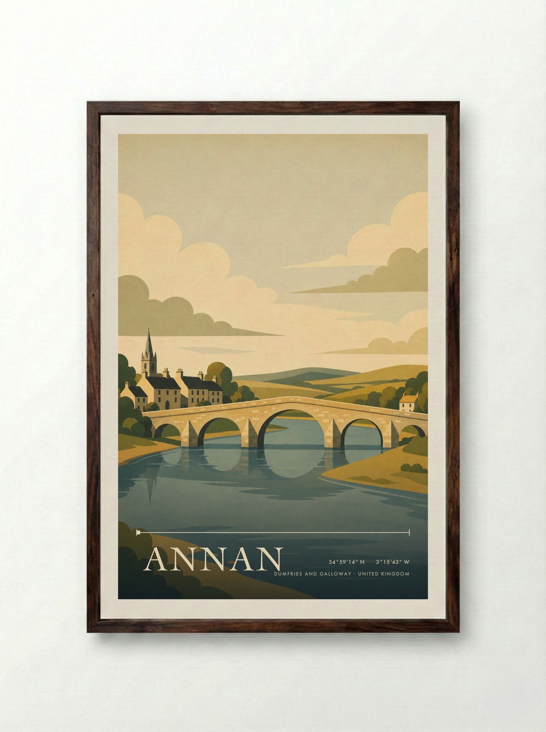 Annan Dumfries and Galloway United Kingdom Travel Poster - Framed Print Dark Wood