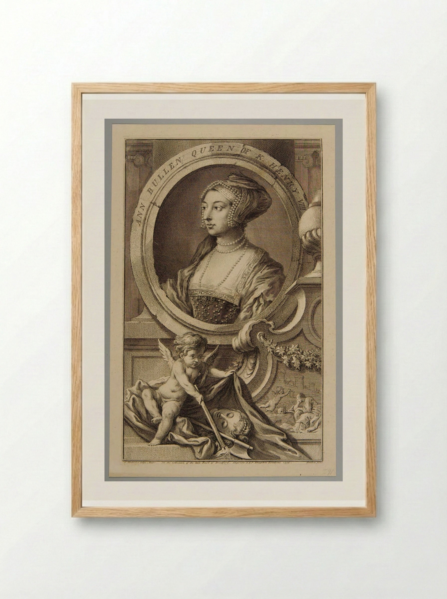 Anne Boleyn, Queen of King Henry VIII - Jacobus Houbraken - Framed Print Wood