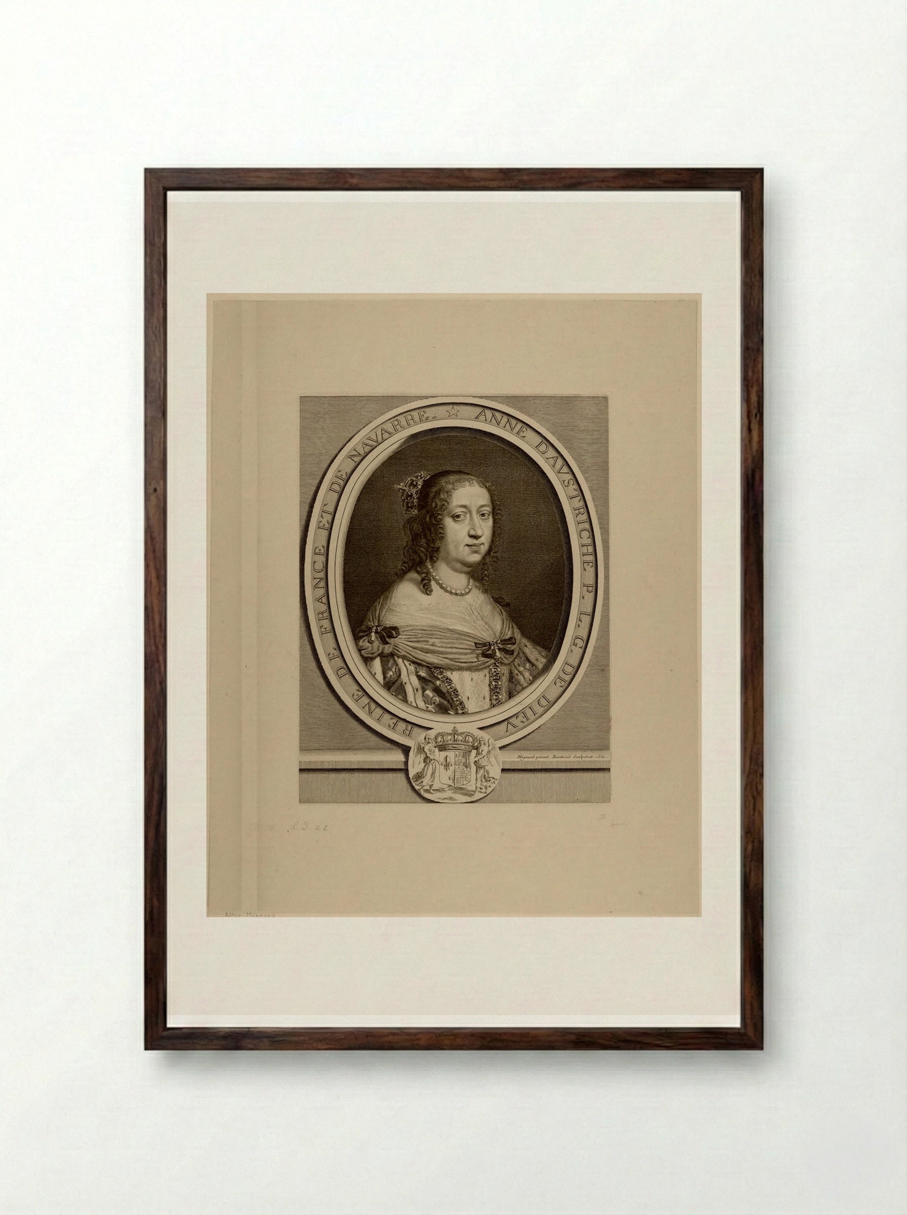 Anne d'Autriche - Robert Nanteuil - Framed Print Dark Wood