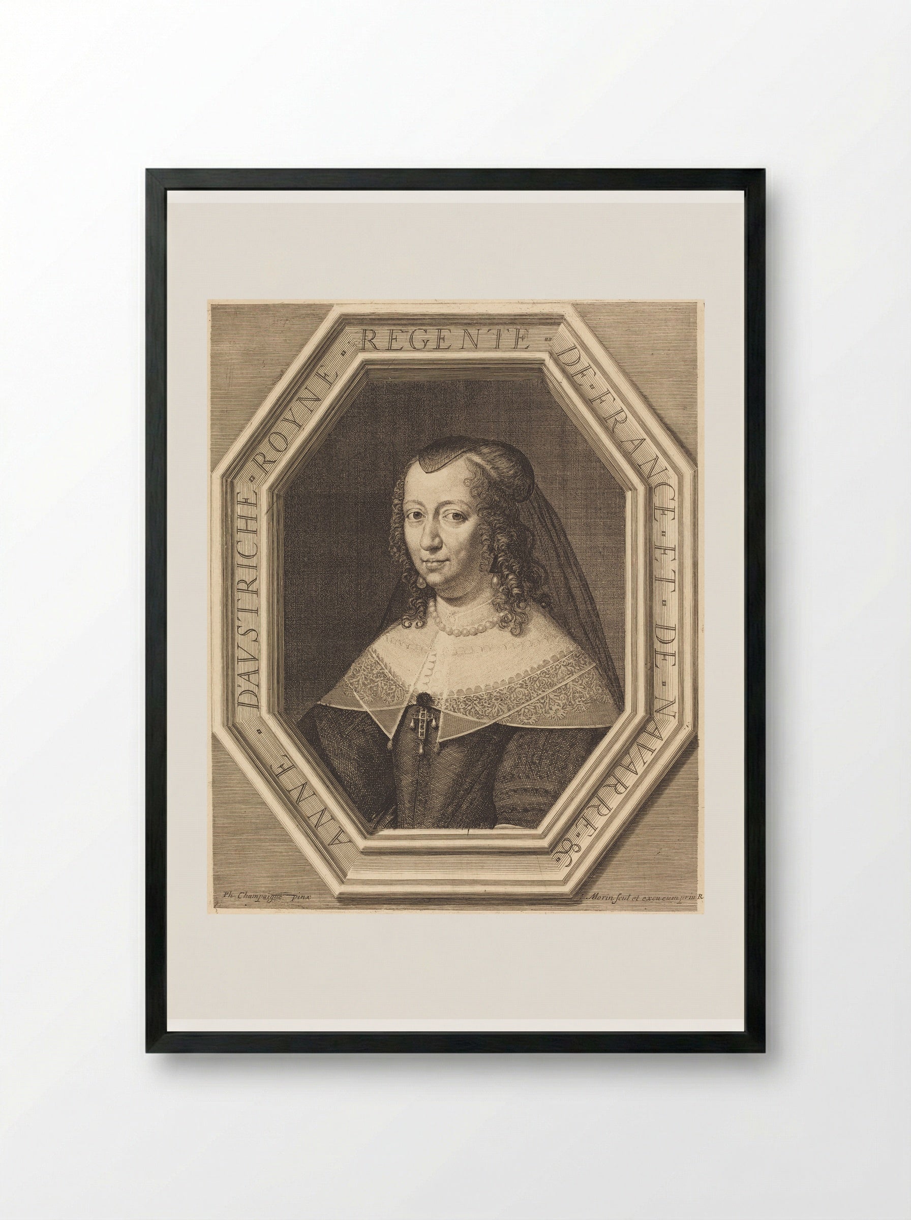 Anne of Austria, Queen Regent of France - Jean Morin - Framed Print Black