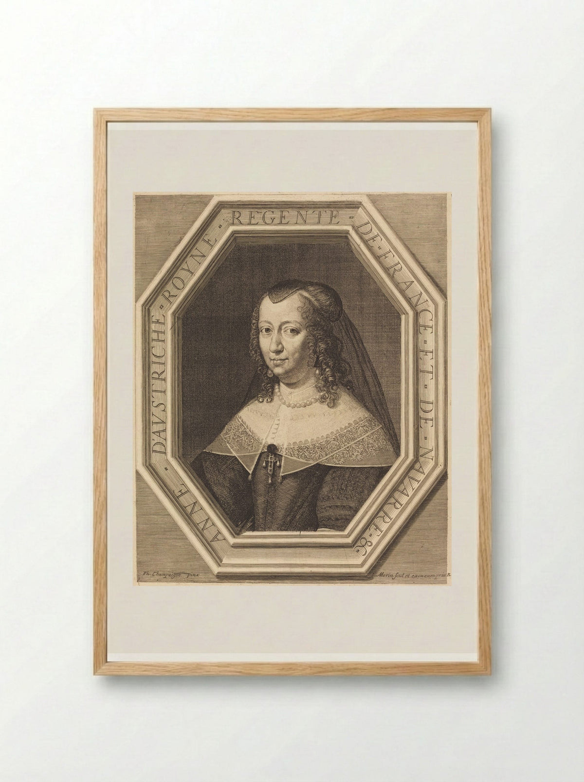 Anne of Austria, Queen Regent of France - Jean Morin - Framed Print Wood