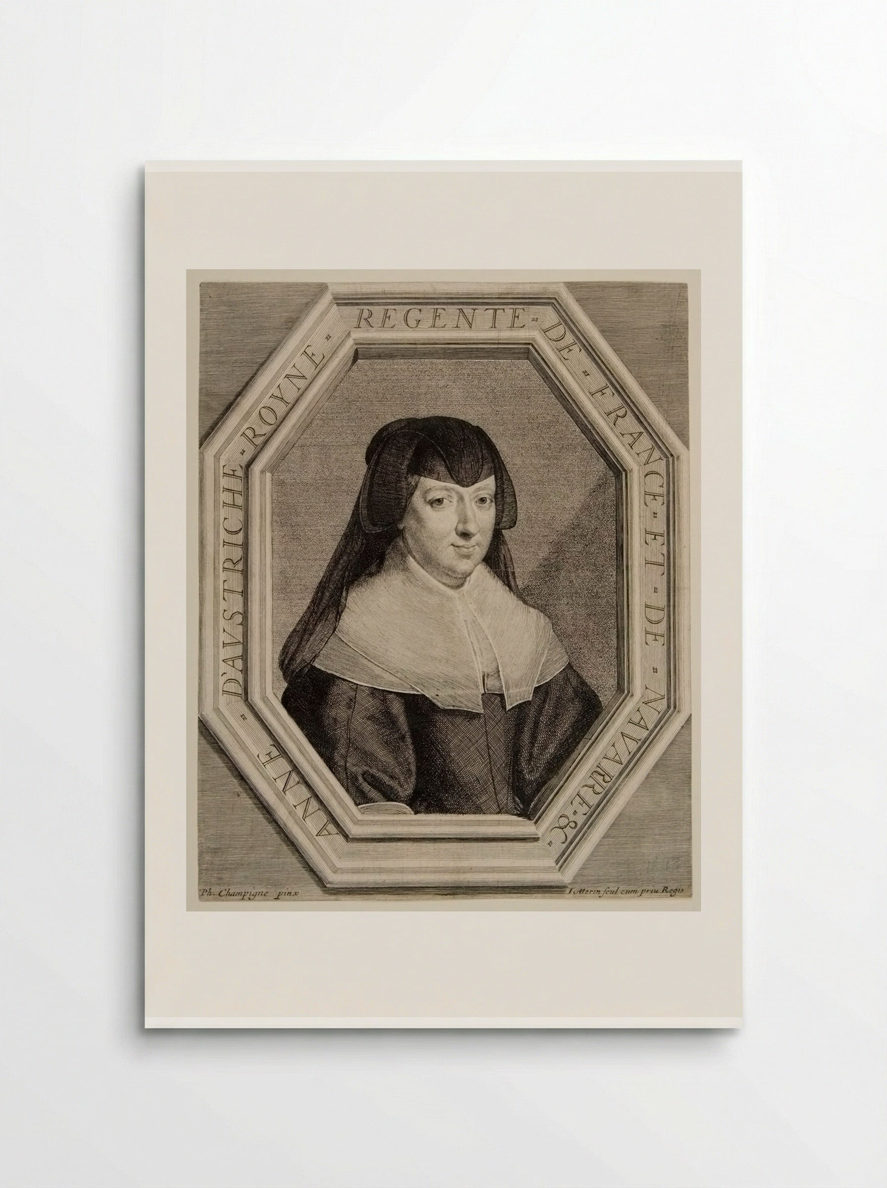 Anne of Austria, Queen of France, in Mourning Dress - Jean Morin - Poster