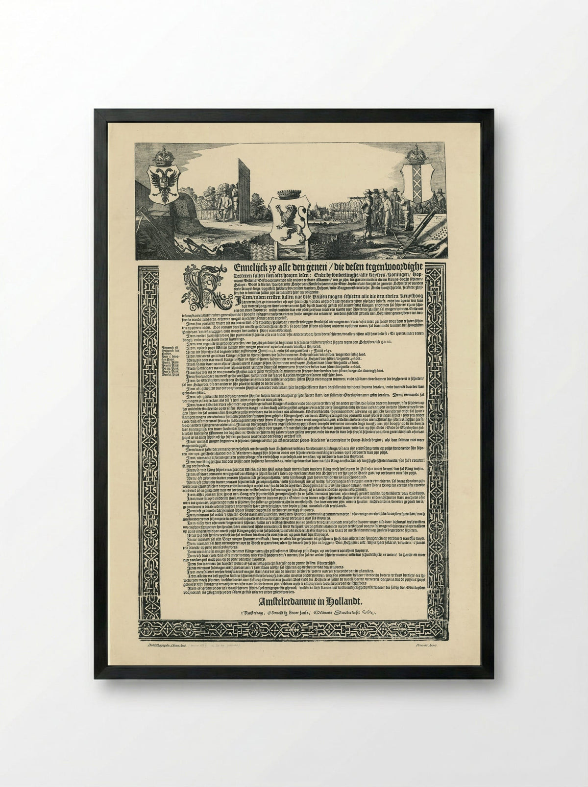 Announcement of a Crossbow Shooting Competition (1649) - A. Kroon - Framed Print Black