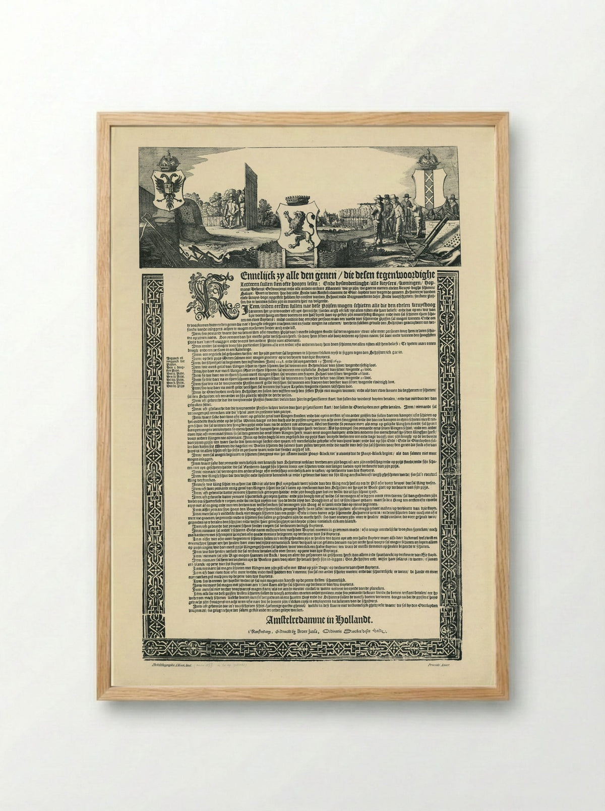 Announcement of a Crossbow Shooting Competition (1649) - A. Kroon - Framed Print Wood