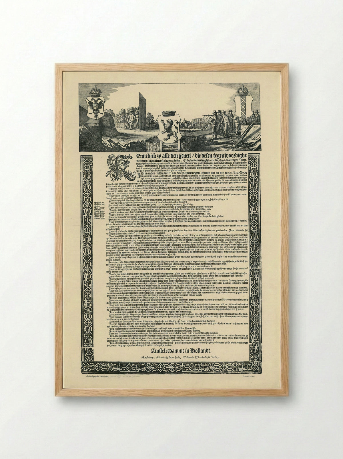 Announcement of a Crossbow Shooting Competition (1649) - A. Kroon - Framed Print Wood