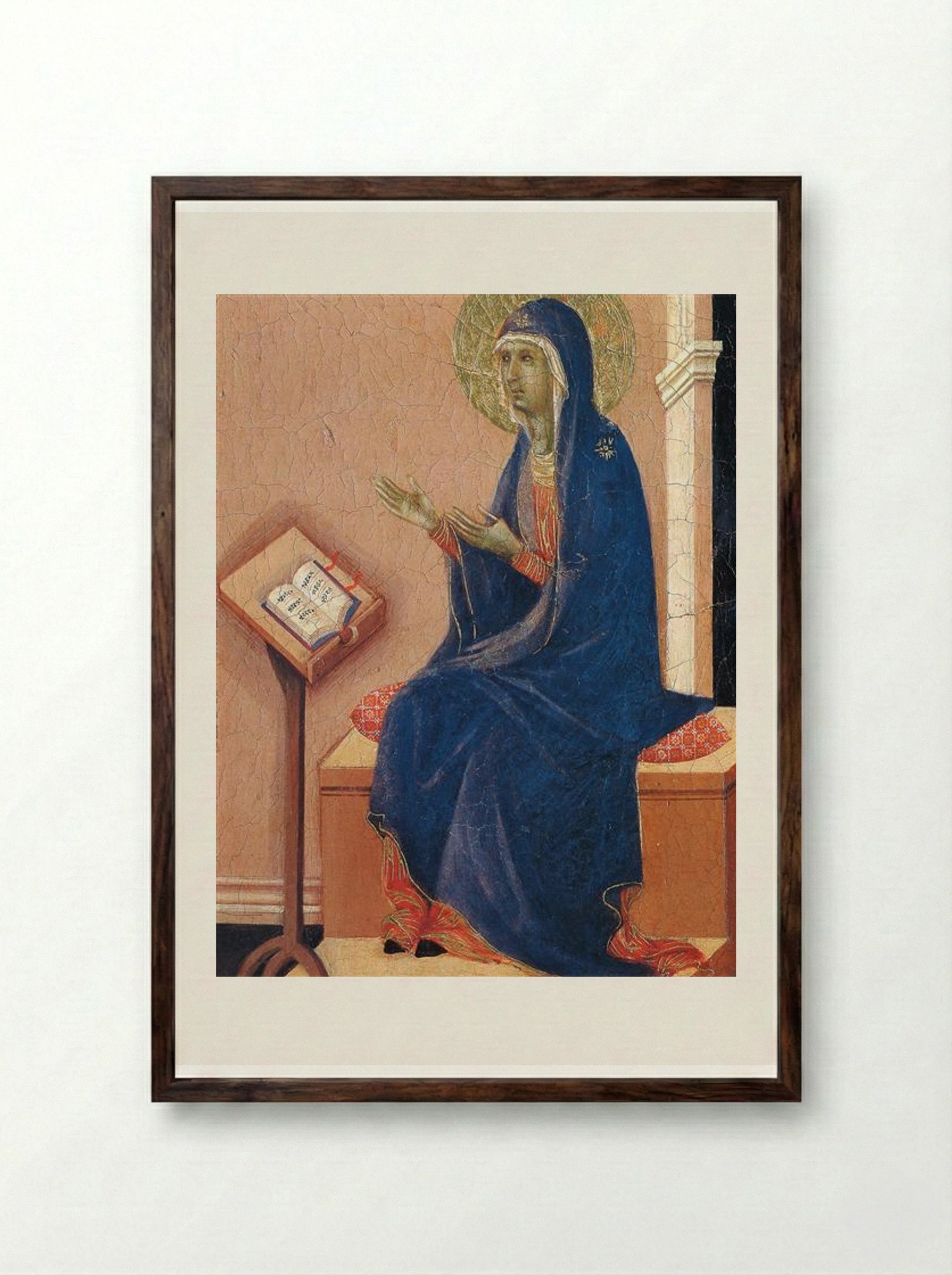Annunciation (Fragment) - Duccio di Buoninsegna - Framed Print Dark Wood