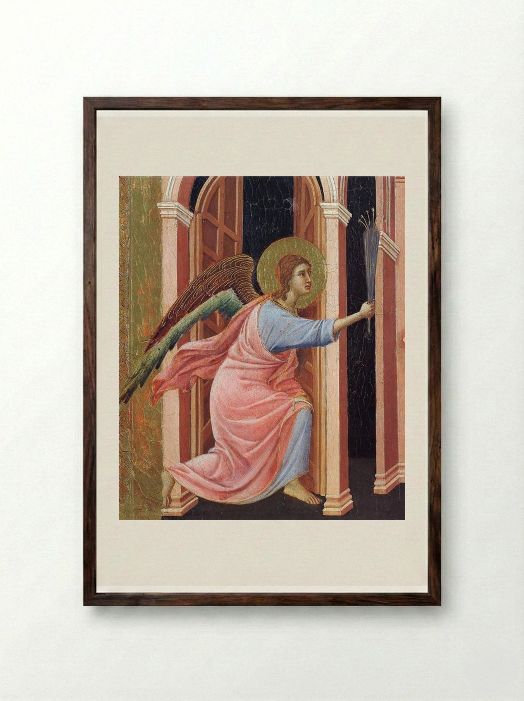 Annunciation (Fragment) - Duccio di Buoninsegna - Framed Print Dark Wood