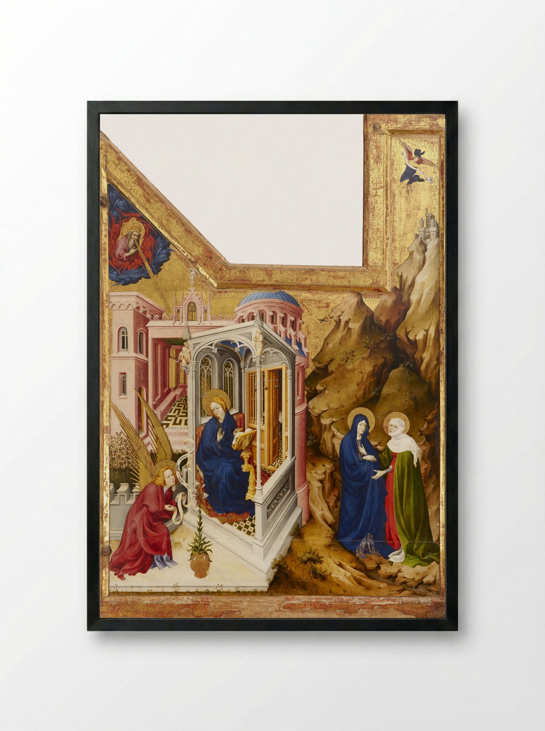 Annunciation and Visitation - Melchior Broederlam - Framed Print Black