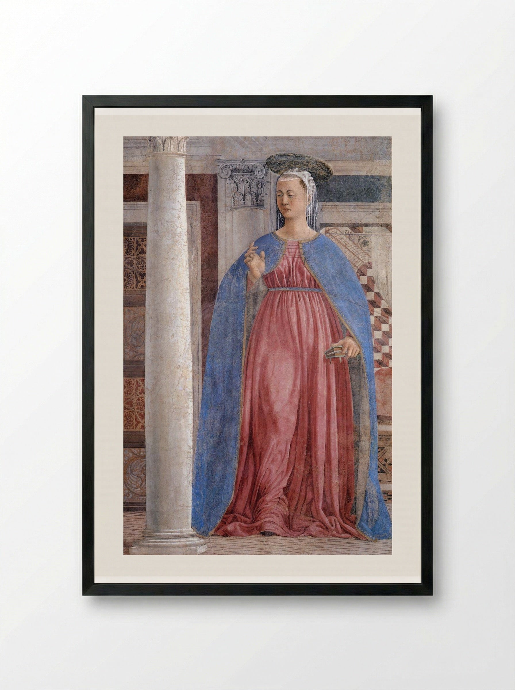 Annunciation (detail) - Piero della Francesca - Framed Print Black