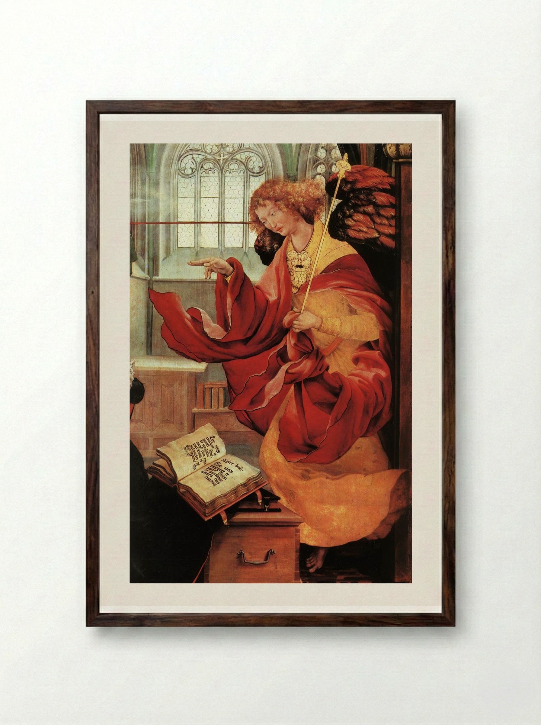 Annunciation (detail) - Matthias Grünewald - Framed Print Dark Wood