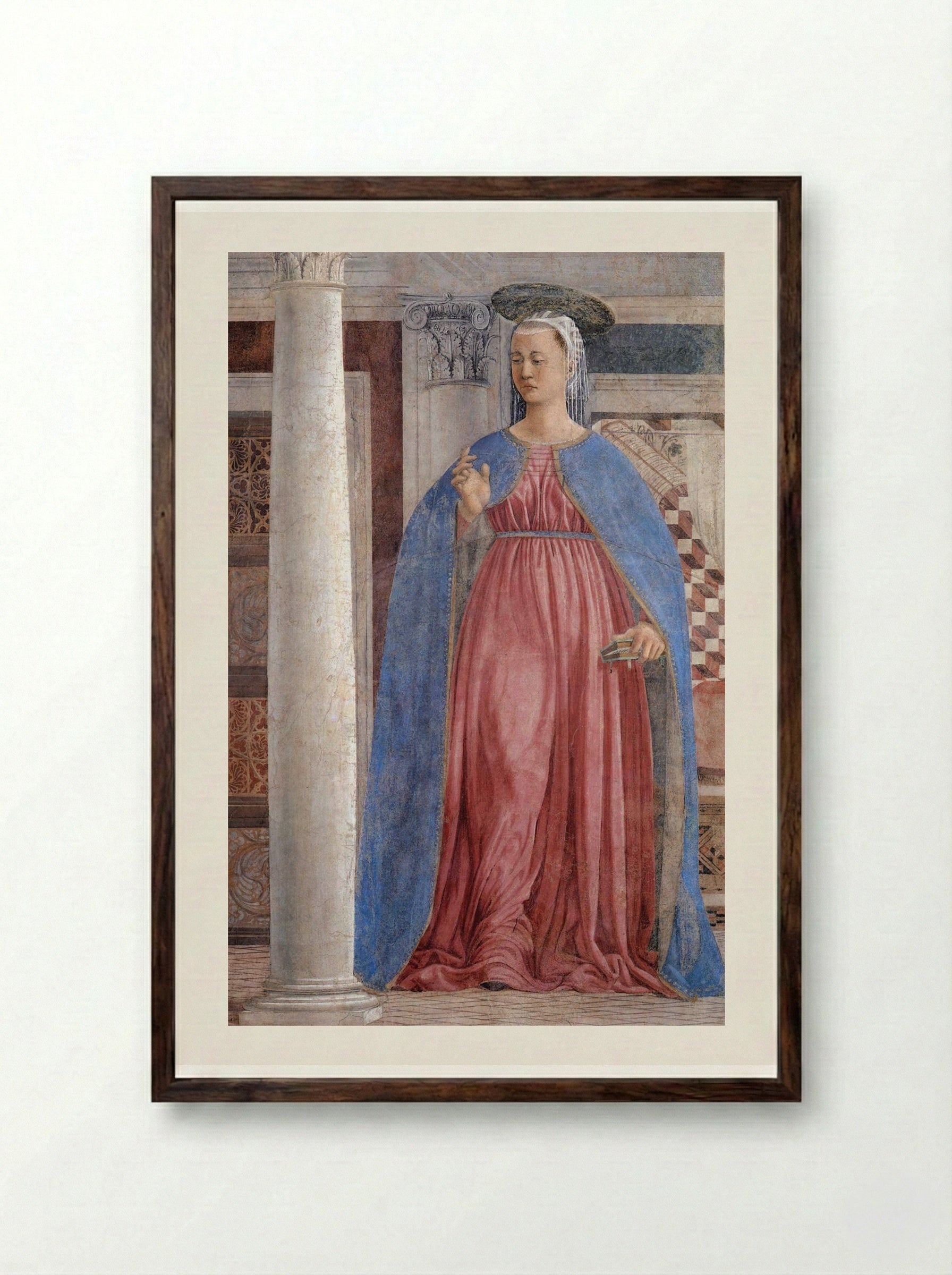 Annunciation (detail) - Piero della Francesca - Framed Print Dark Wood