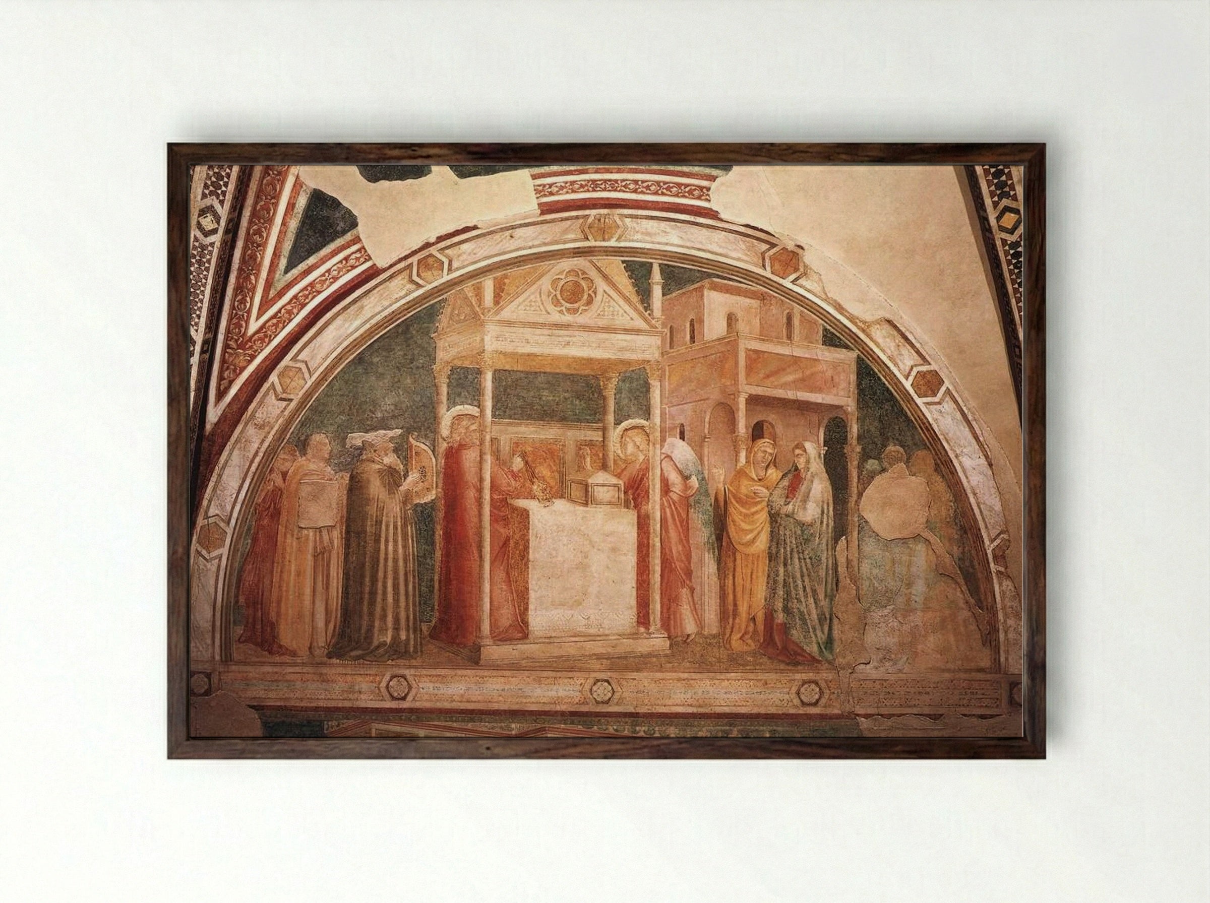 Annunciation to Zacharias - Giotto di Bondone - Framed Print Dark Wood