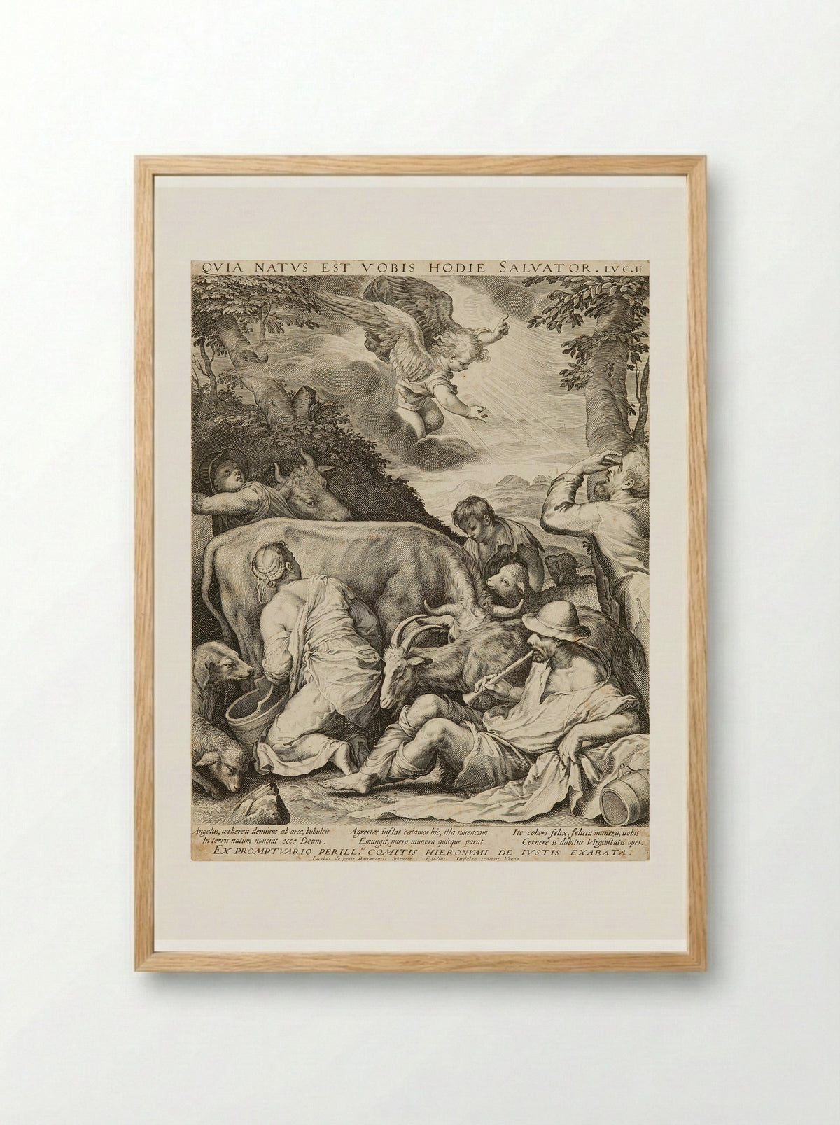 Annunciation to the Shepherds - Aegidius Sadeler II - Framed Print Wood