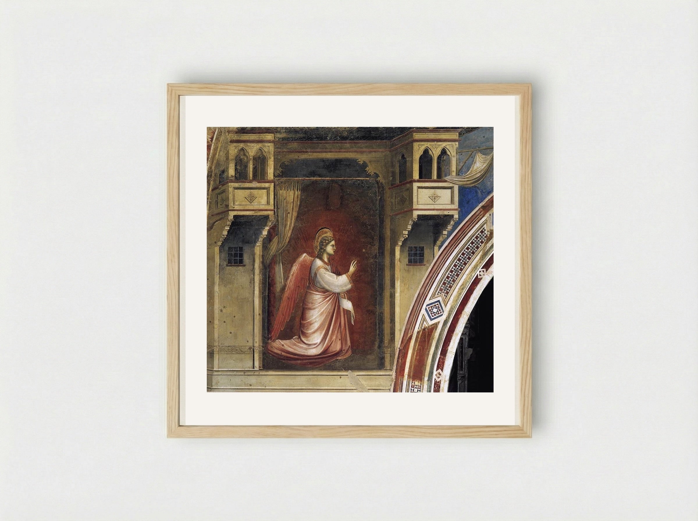 Annunciation: The Angel Gabriel - Giotto di Bondone - Framed Print Wood