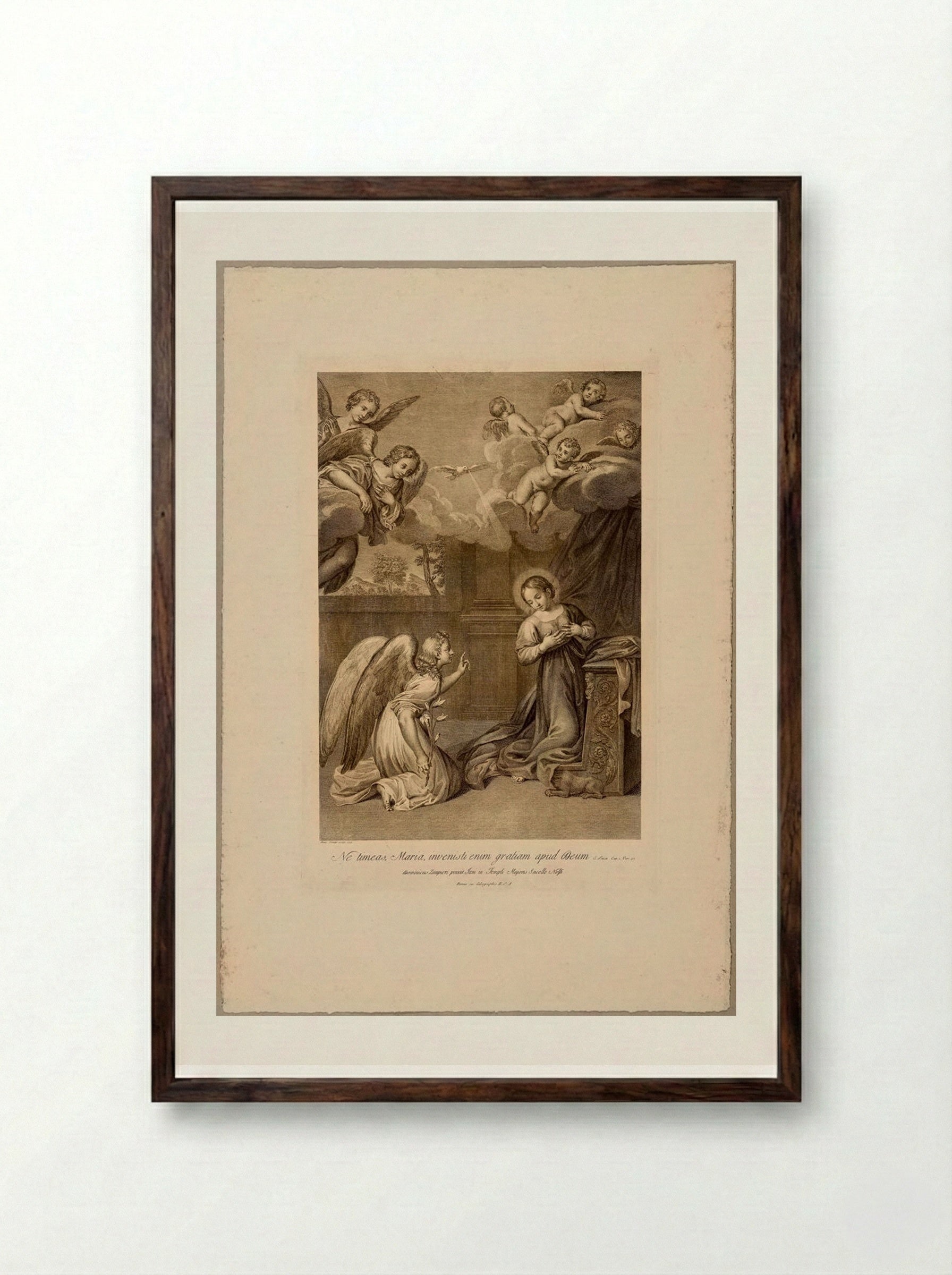 Annunciation - Domenico Cunego - Framed Print Dark Wood