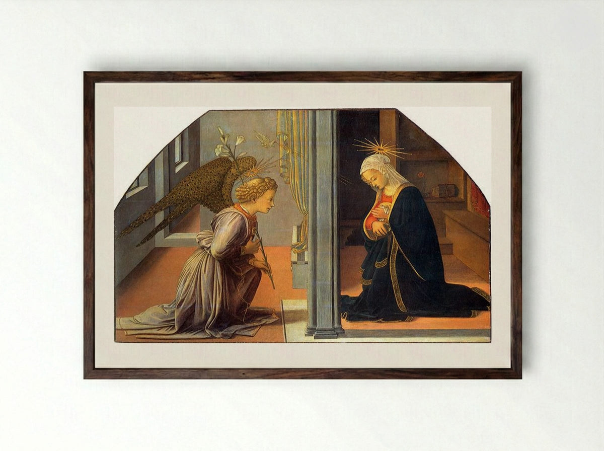 Annunciation - Filippo Lippi - Framed Print Dark Wood