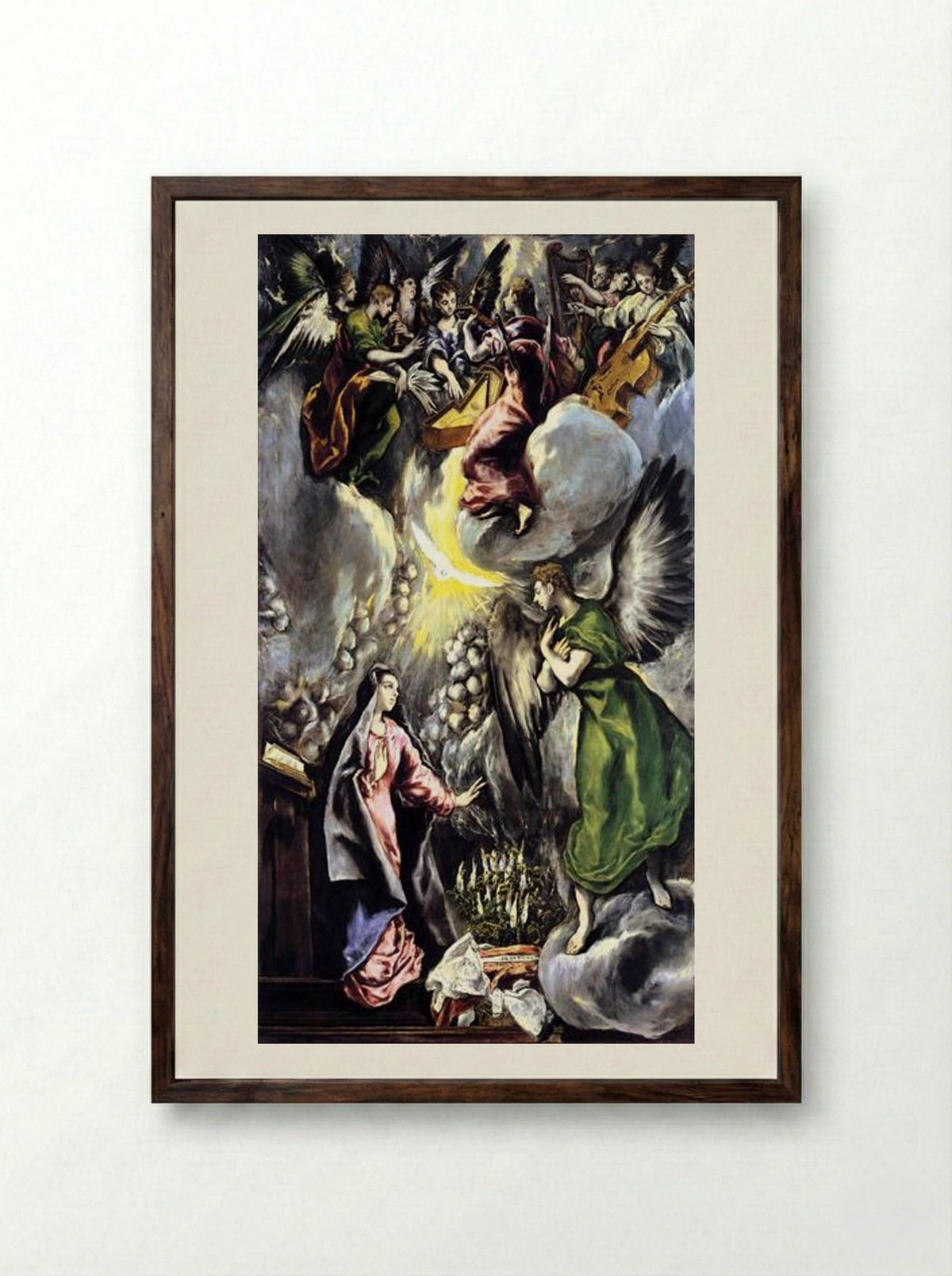 Annunciation - El Greco - Framed Print Dark Wood