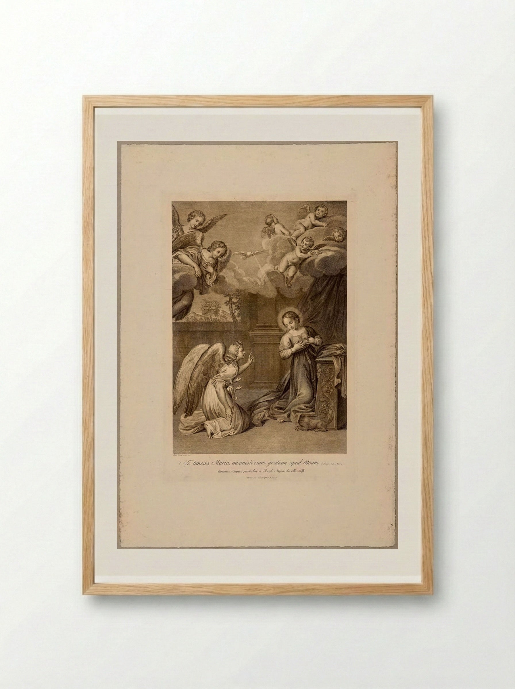 Annunciation - Domenico Cunego - Framed Print Wood