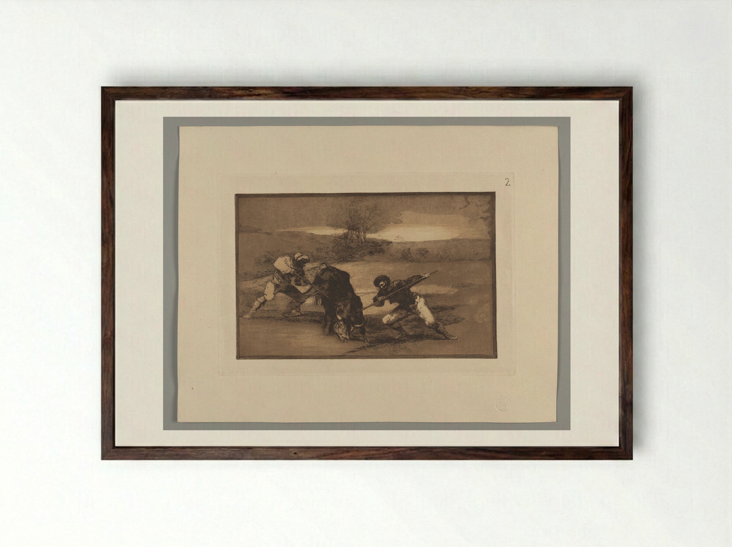 Another Way of Hunting on Foot - Francisco José de Goya y Lucientes - Framed Print Dark Wood